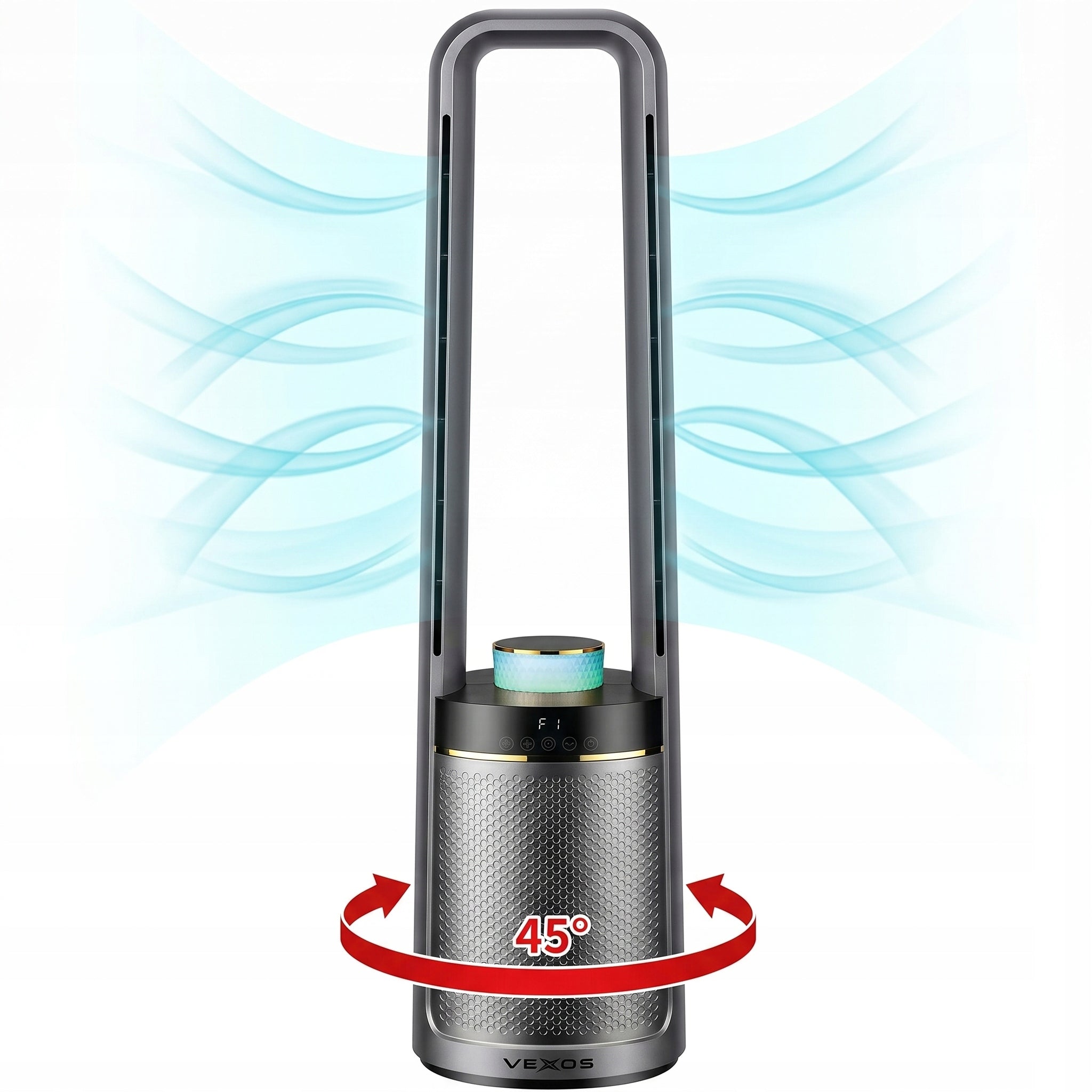 Bladeless Fan Column Floor Fan Quiet + LED PILOT TIMER Dominant color silver/gray