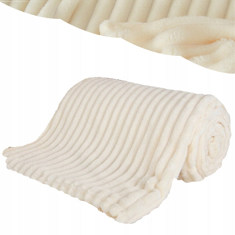 Blanket 200x220 Microfiber Embossed Thick Warm Bedspread White