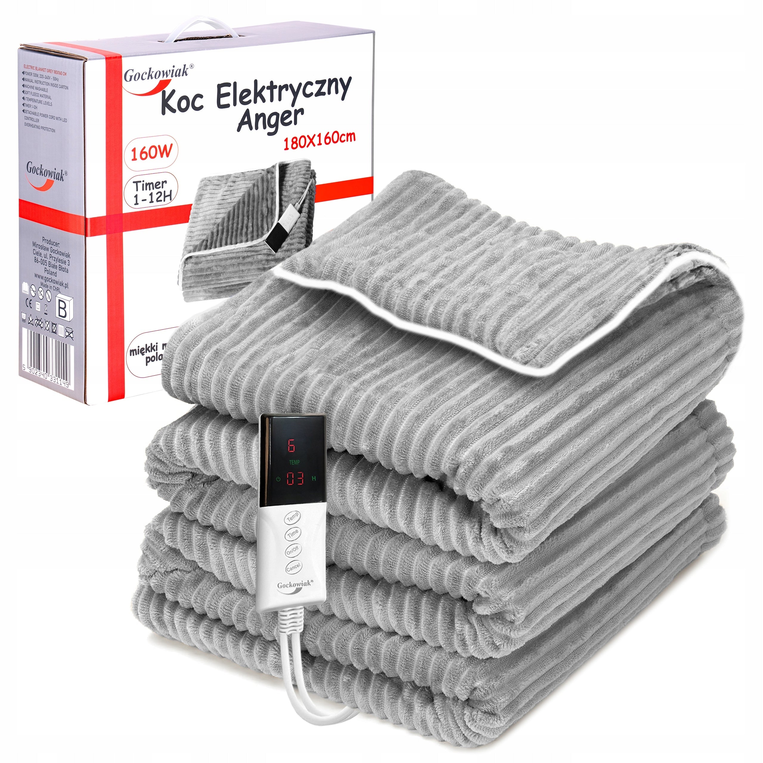 Blanket Electric Heating Large Heating Mat Fleece Flannel Timer Remote Control EAN (GTIN) 5902340331149