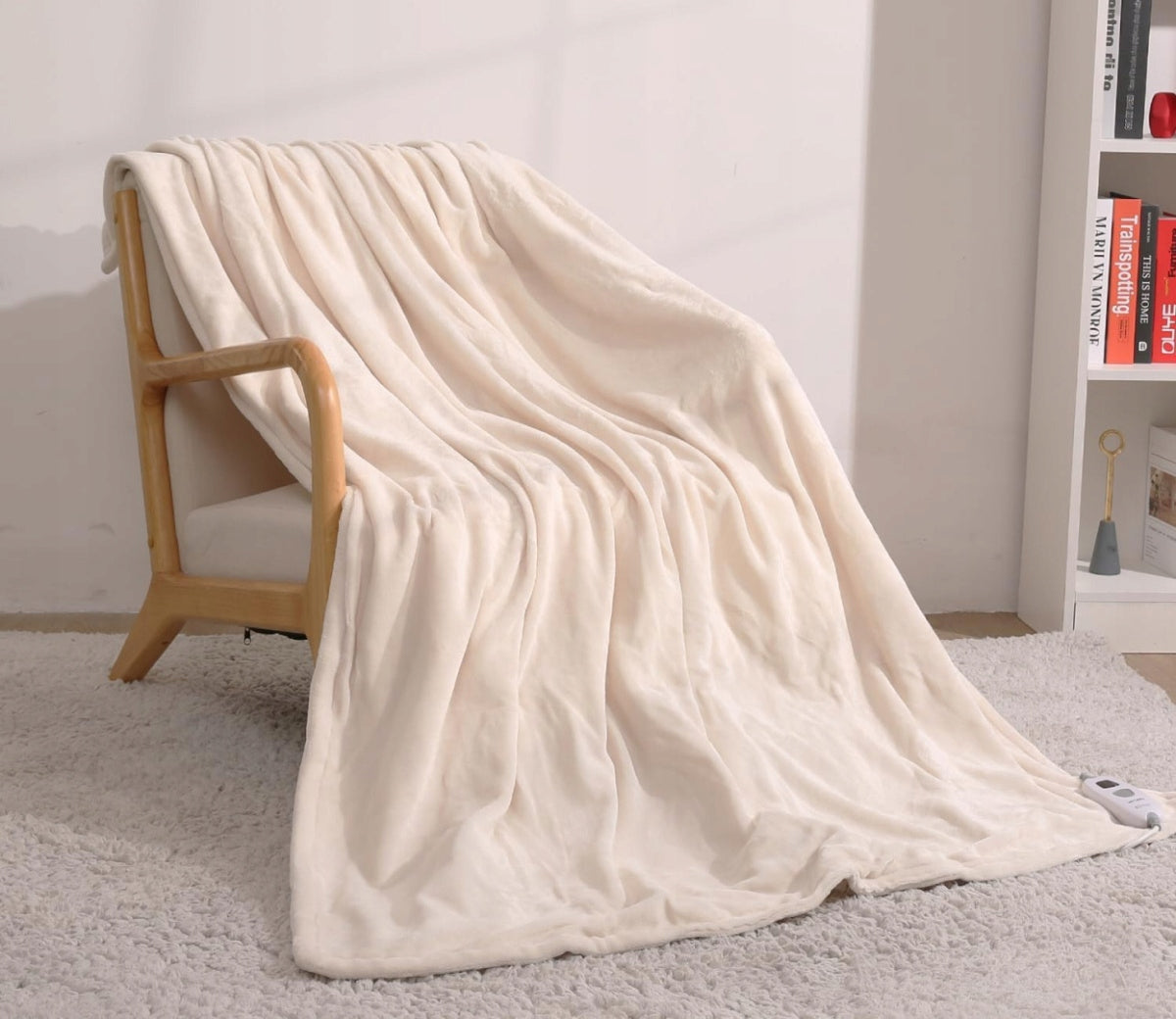 Blanket Electric Heating Mat 130x180 Remote Control Beige 4 Levels Batteries included no