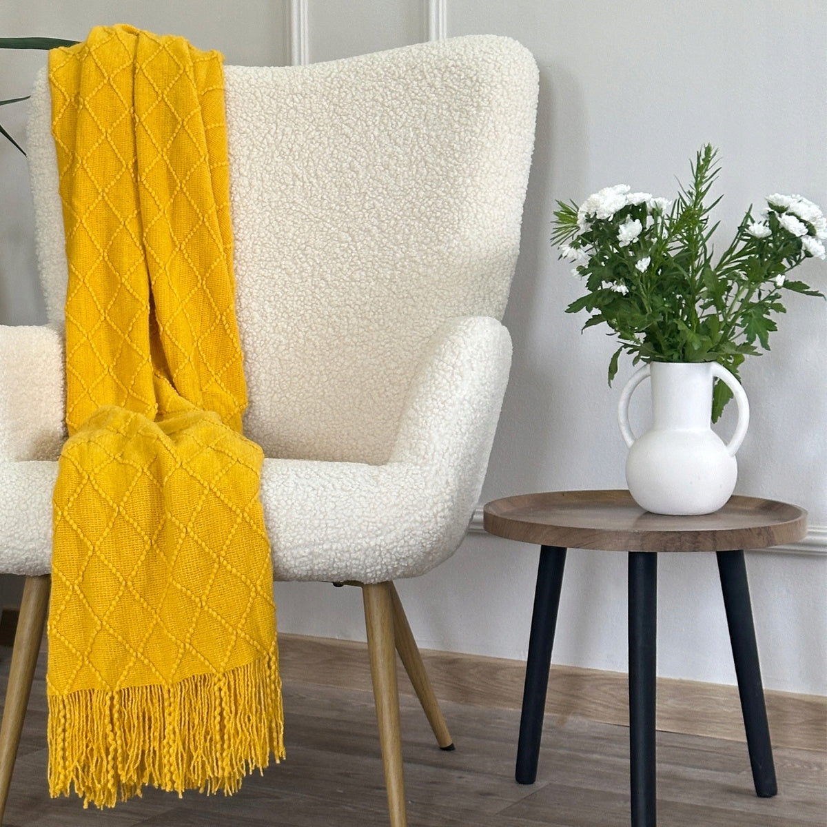 Blanket Neria 3D with Tassels Kapa Pled Yellow Mustard 130x170 cm Brand Euromat