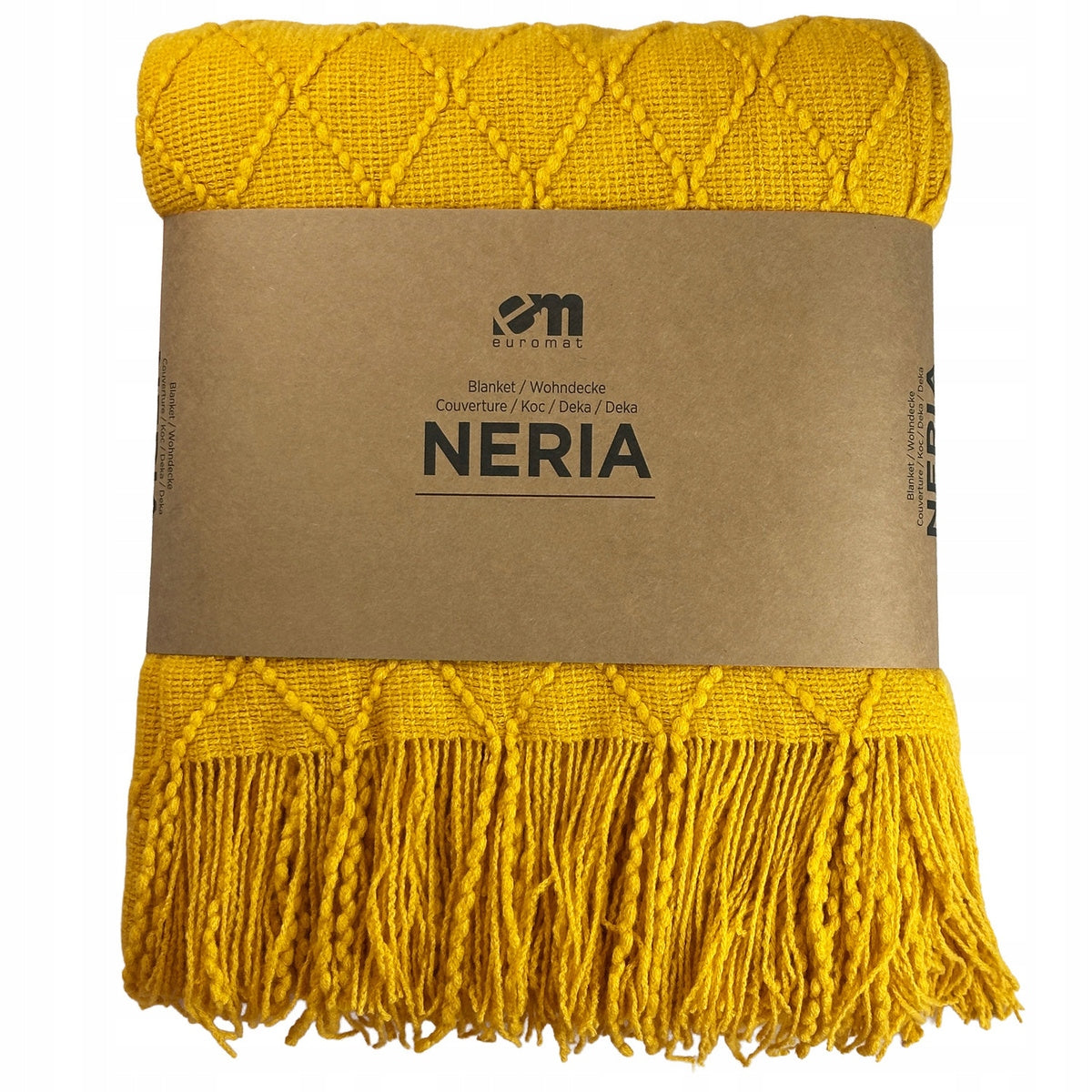Blanket Neria 3D with Tassels Kapa Pled Yellow Mustard 130x170 cm