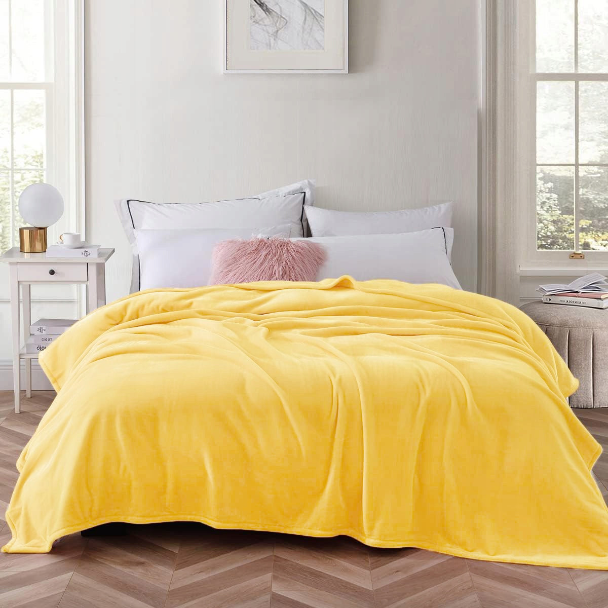 Blanket Plush Yellow Microfiber Soft Warm 200x220 Manufacturer code PLUSZ-8