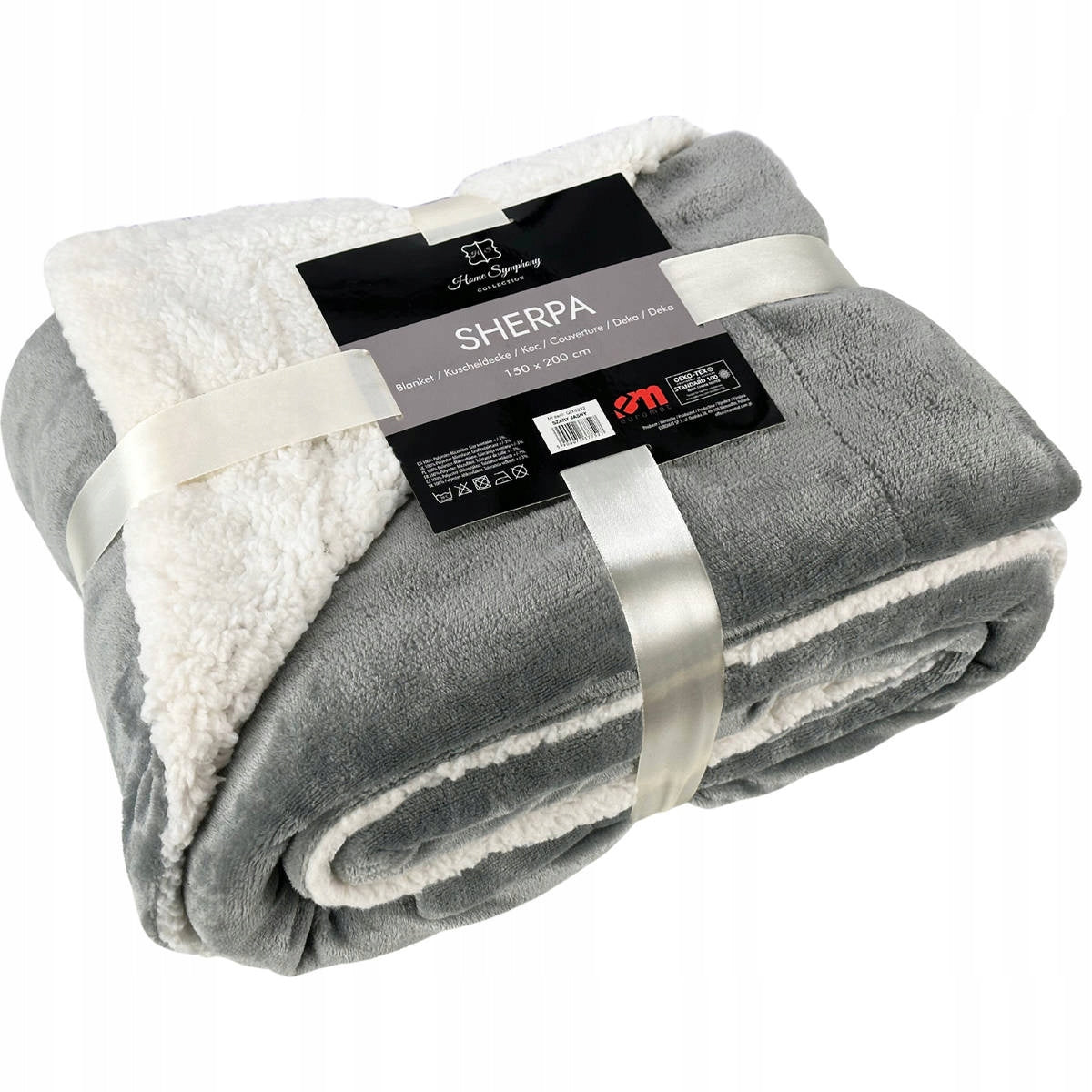 Blanket Sherpa Double Sided Lamb Grey Pled Kapa 150x200 cm