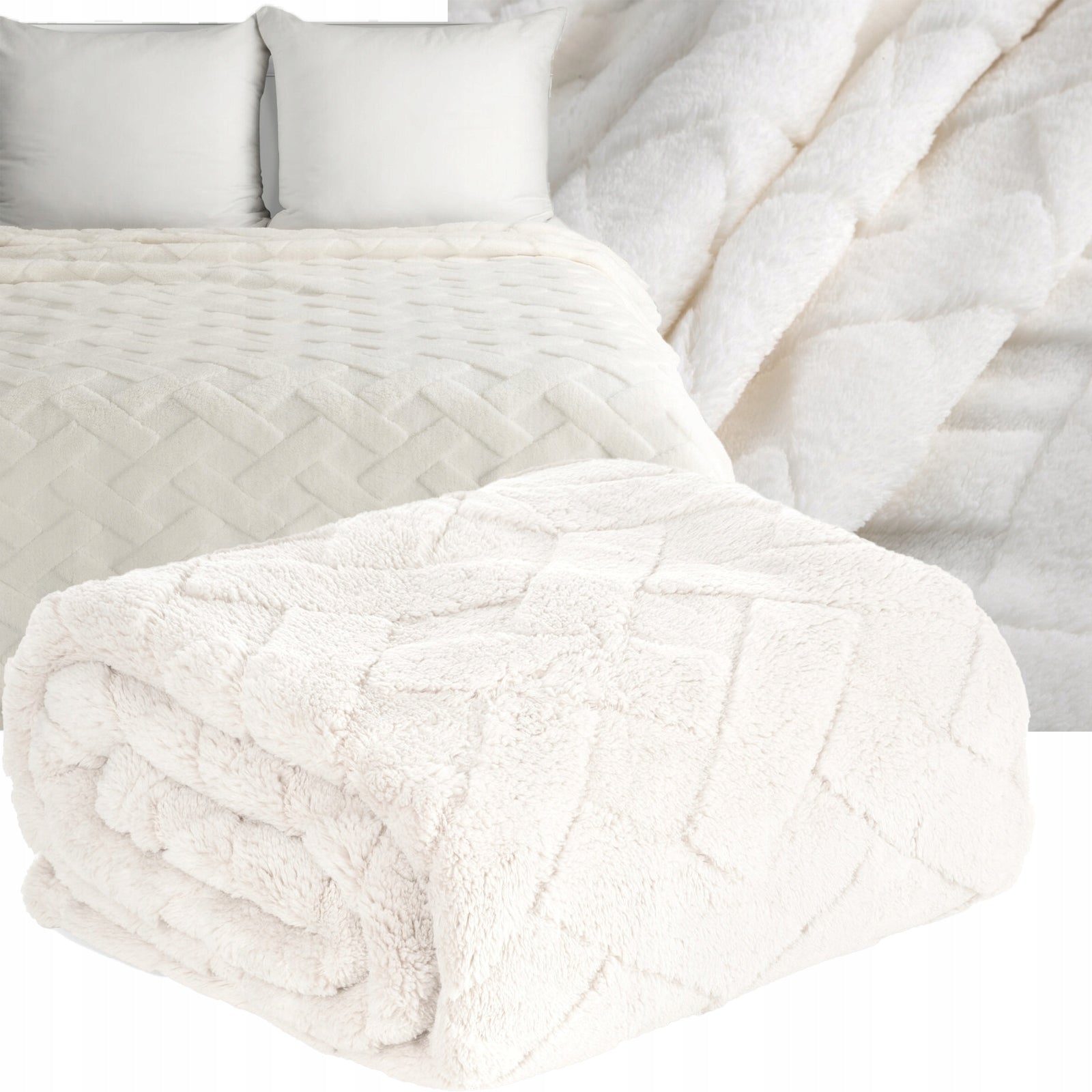 Blanket bedspread 200x220 cream thick soft fluffy