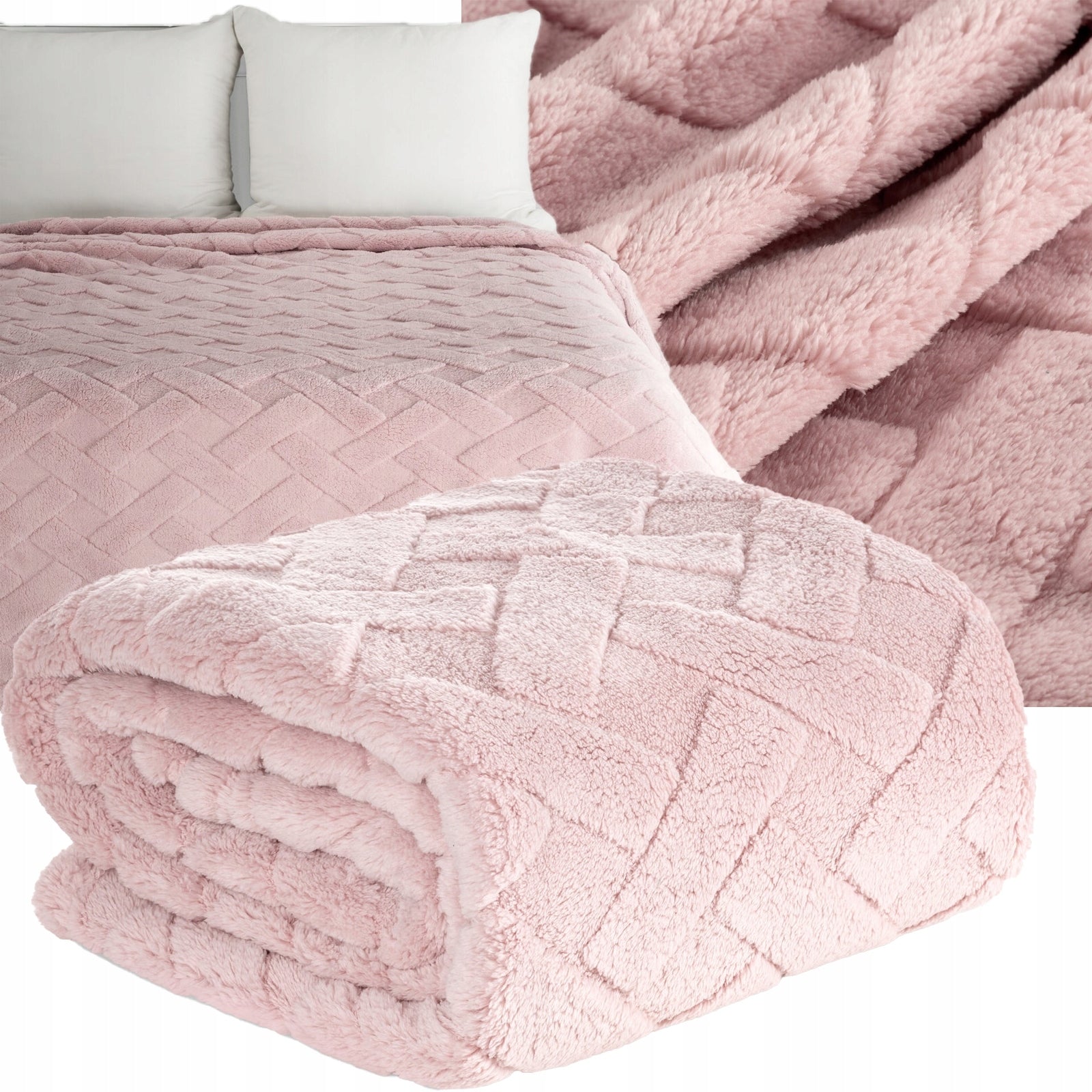 Blanket bedspread 200x220 pink thick soft fluffy