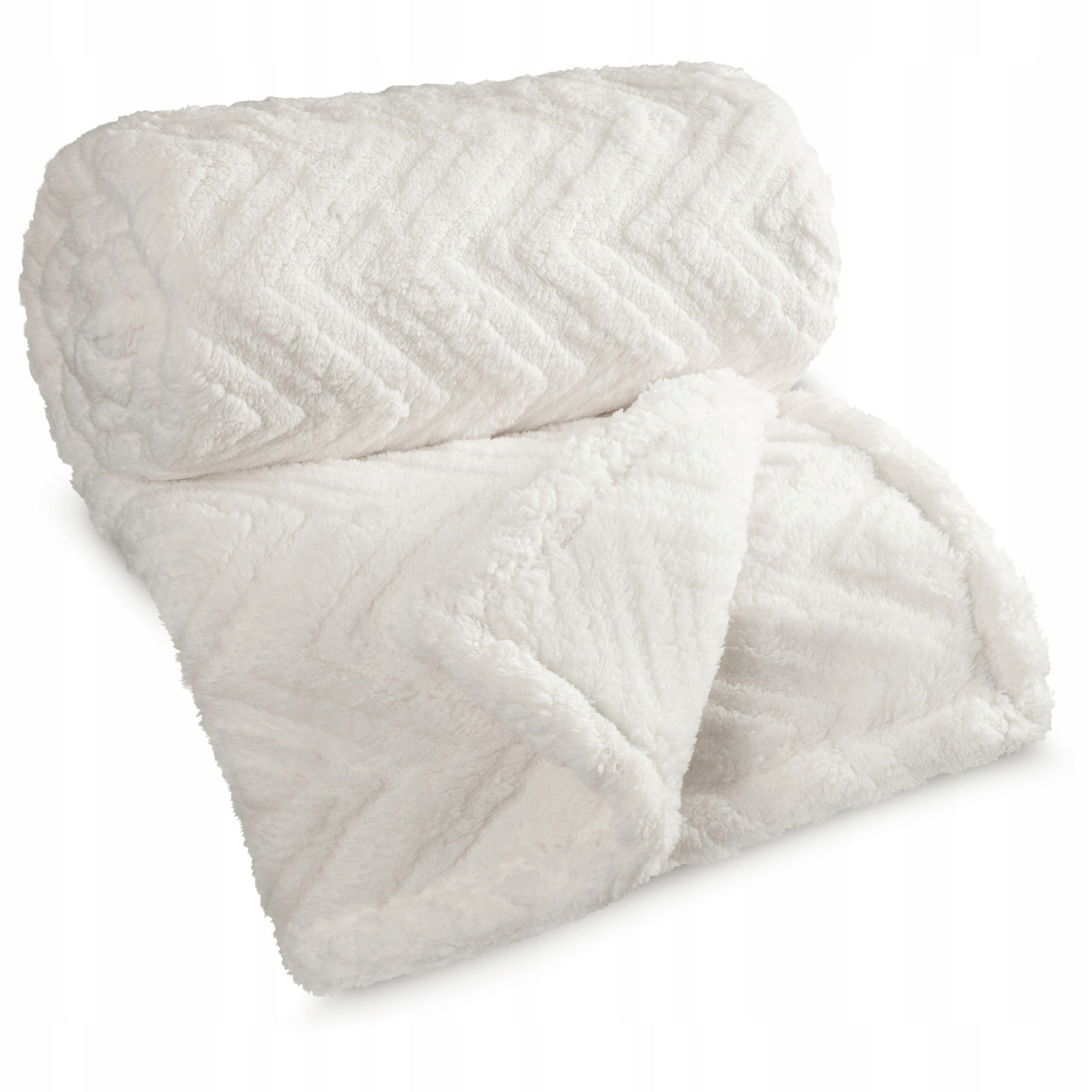 Blanket bedspread 200x220 thick soft fluffy herringbone cream Brand Eurofirany