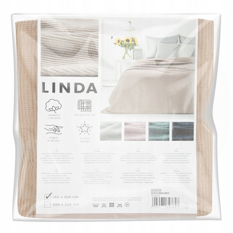 Blanket cotton 200x220 Linda beige Eurofirany Brand Eurofirany