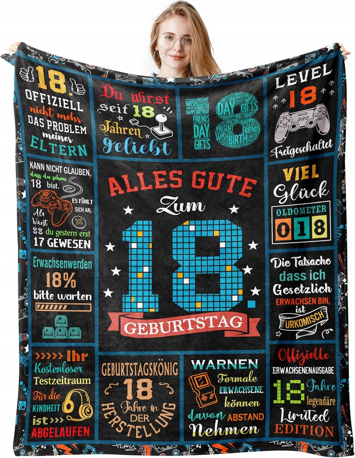 Blanket for 18th Birthday Flannel Soft 150x130 cm Birthday Gift