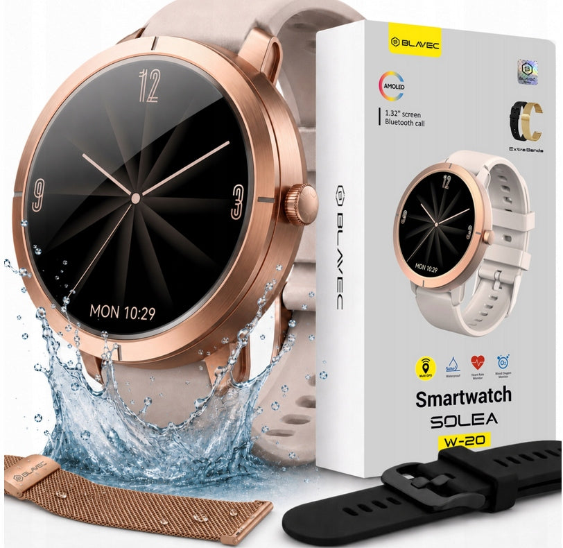 Blavec Smartwatch Waterproof Watch W-20 Solea AMOLED GPS FOLIA FREEBIE