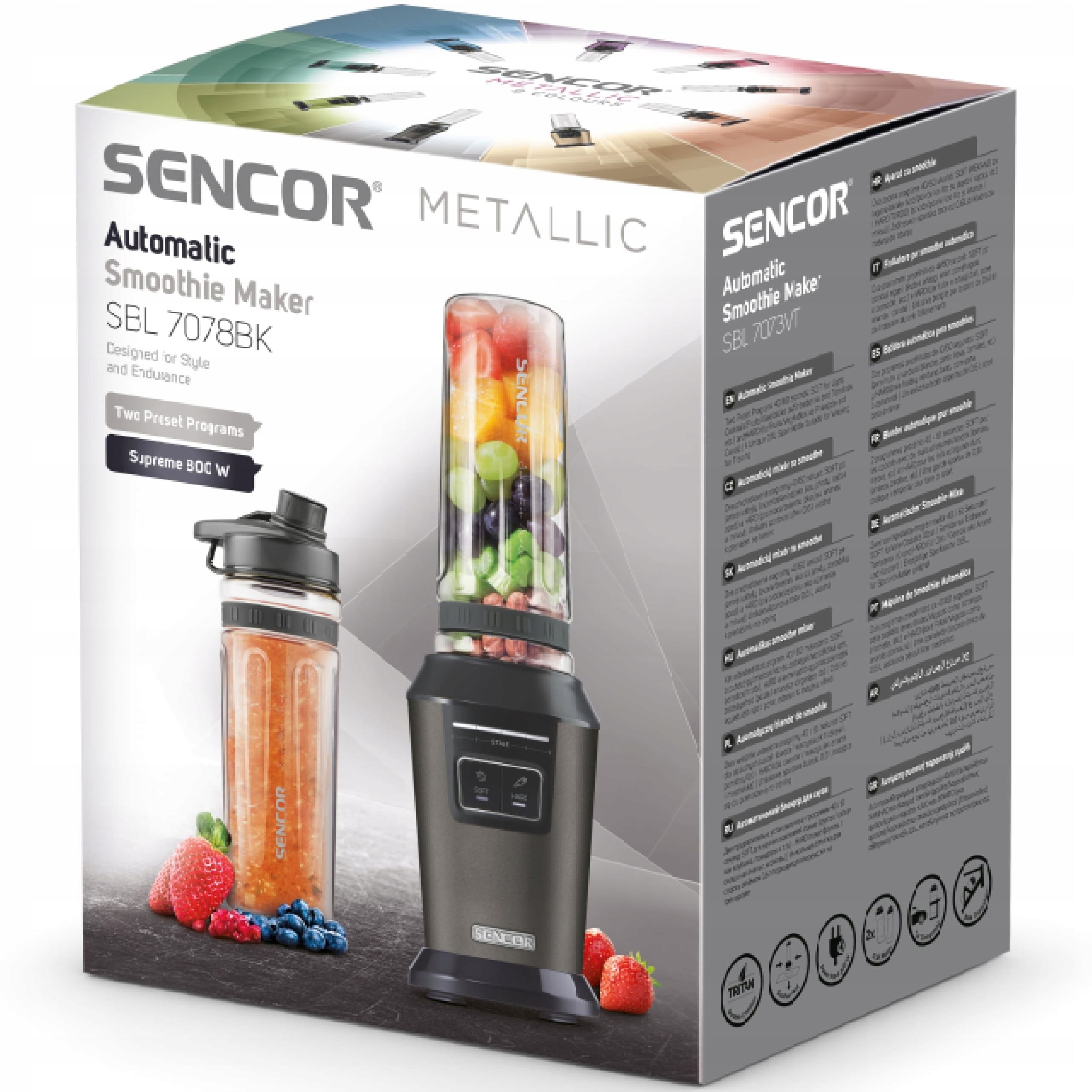 Blender Chalice Mixer Smoothie Sencor 800W STRONG Black 2 CONTAINERS Packaging status original