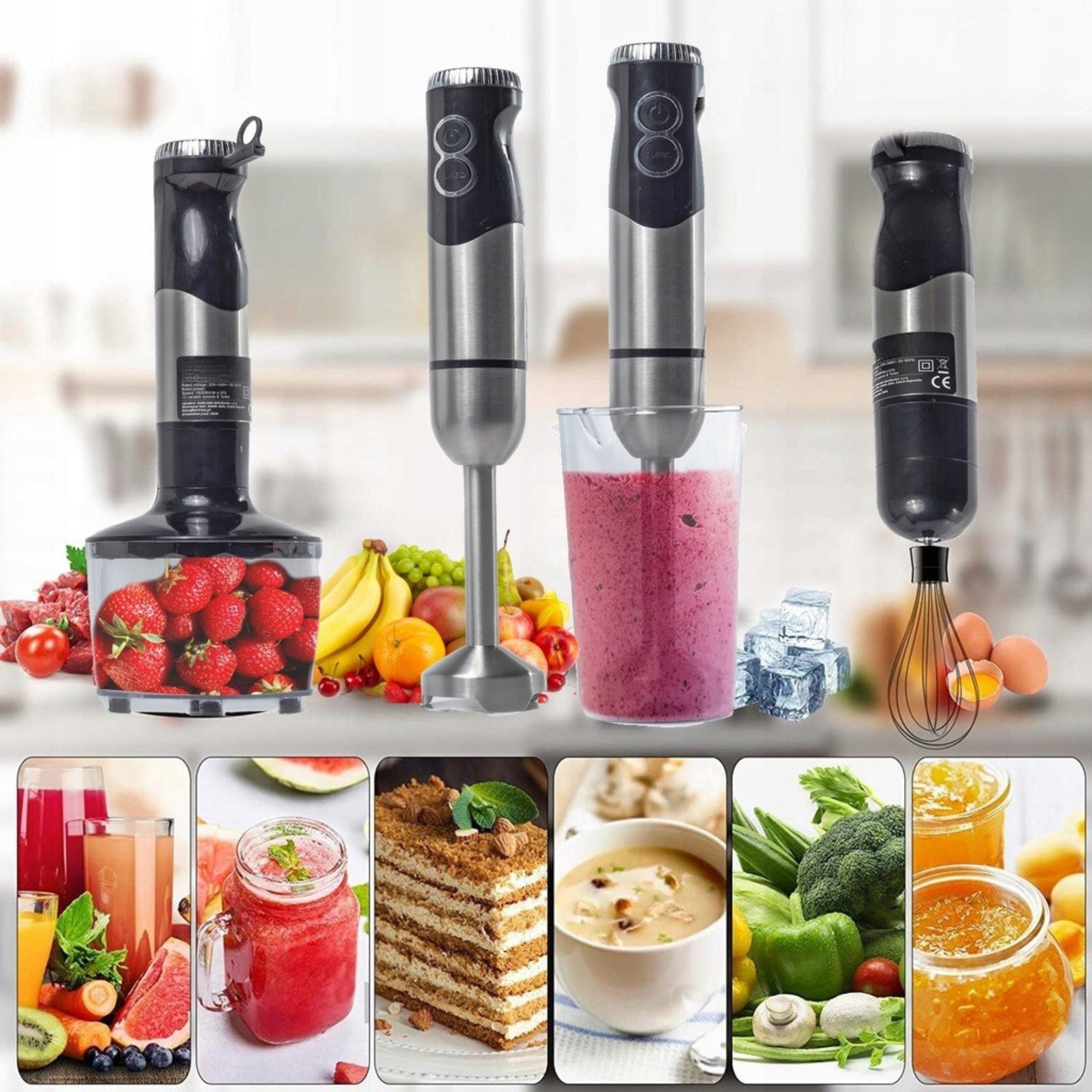 Blender Multifunctional Handheld Professional Powerful 1500W 6in1 Titanium Blades Brand no brand