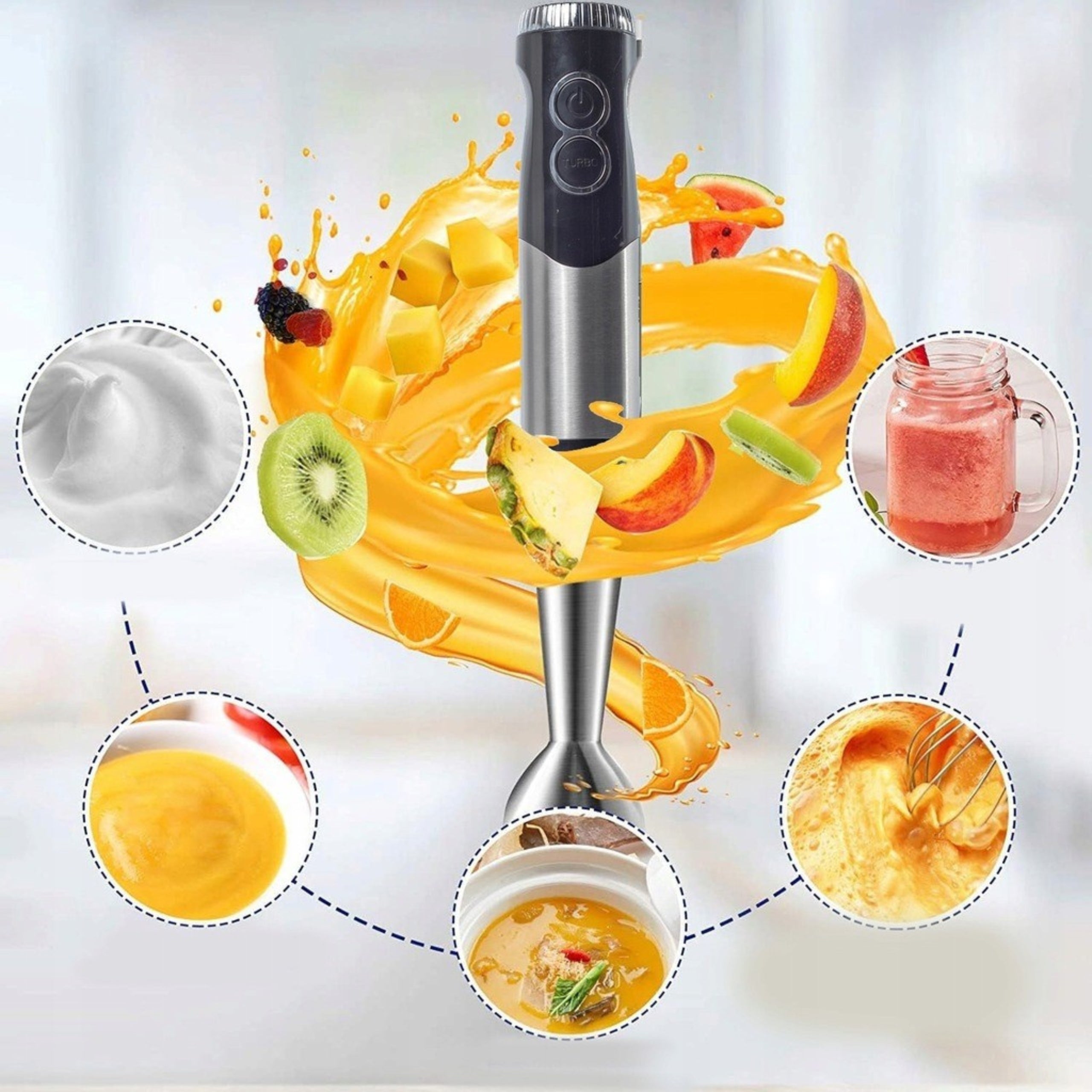 Blender Multifunctional Handheld Professional Powerful 1500W 6in1 Titanium Blades Power rating 1500 W
