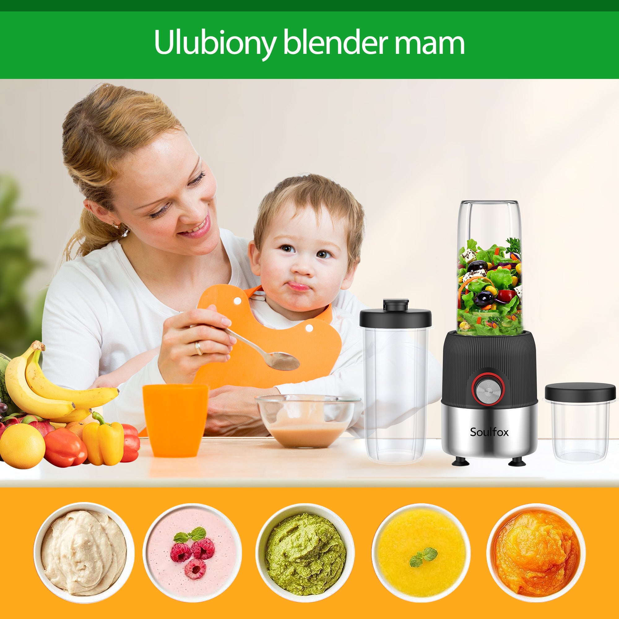 Blender wielofunkcyjny 1000W 27000 RPM do kawy KRUSZY LÓD Puree owocowe Packaging status original