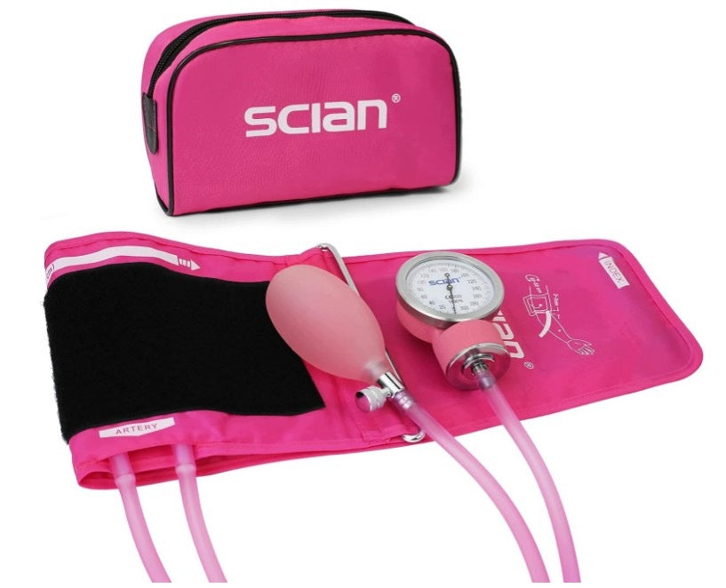 Blood Pressure Monitor Hand Clock Cuff 22-42cm D-Ring Bag SCIAN Pink Medical device no