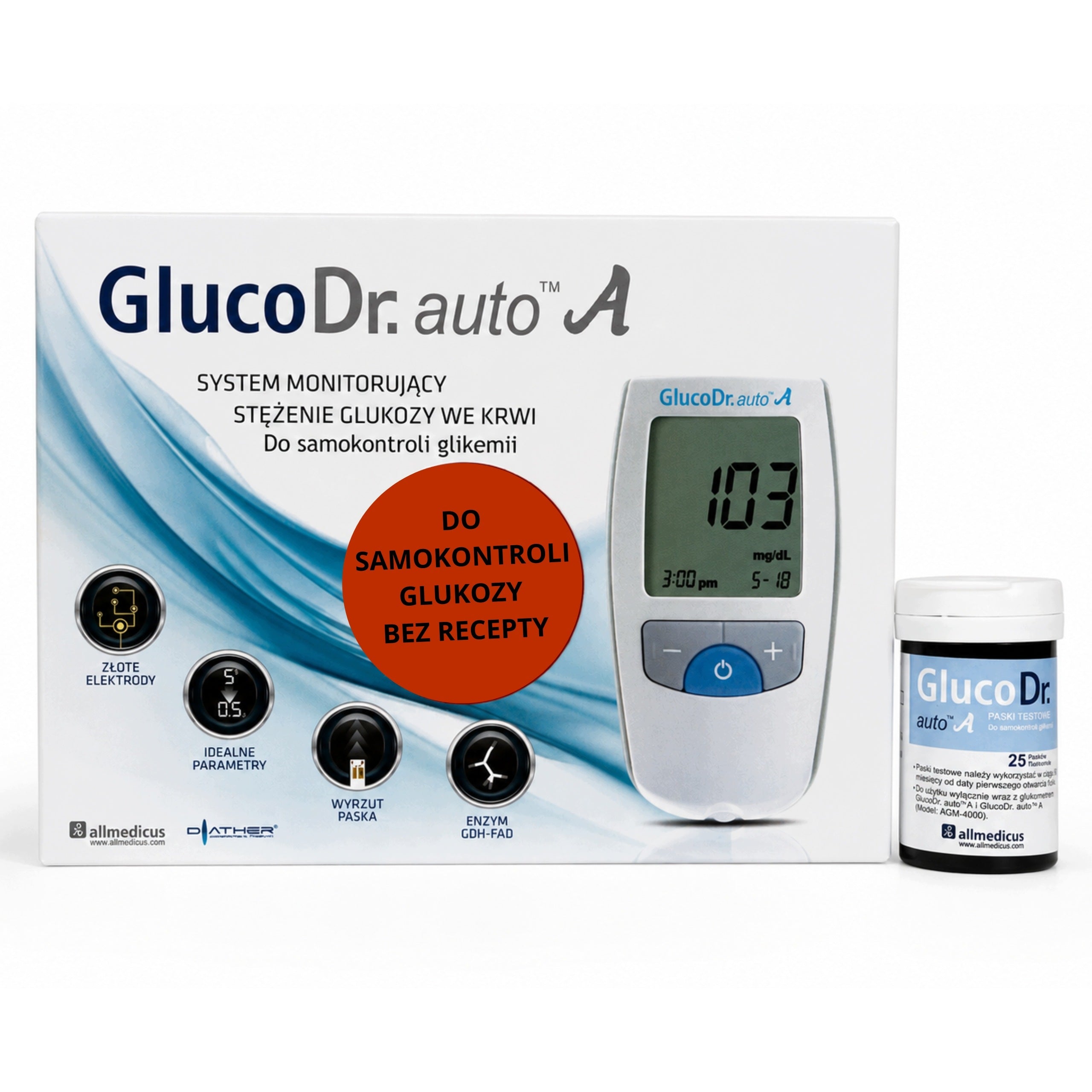 Blood glucose meter GlucoDr. auto A + strips 25 pcs.