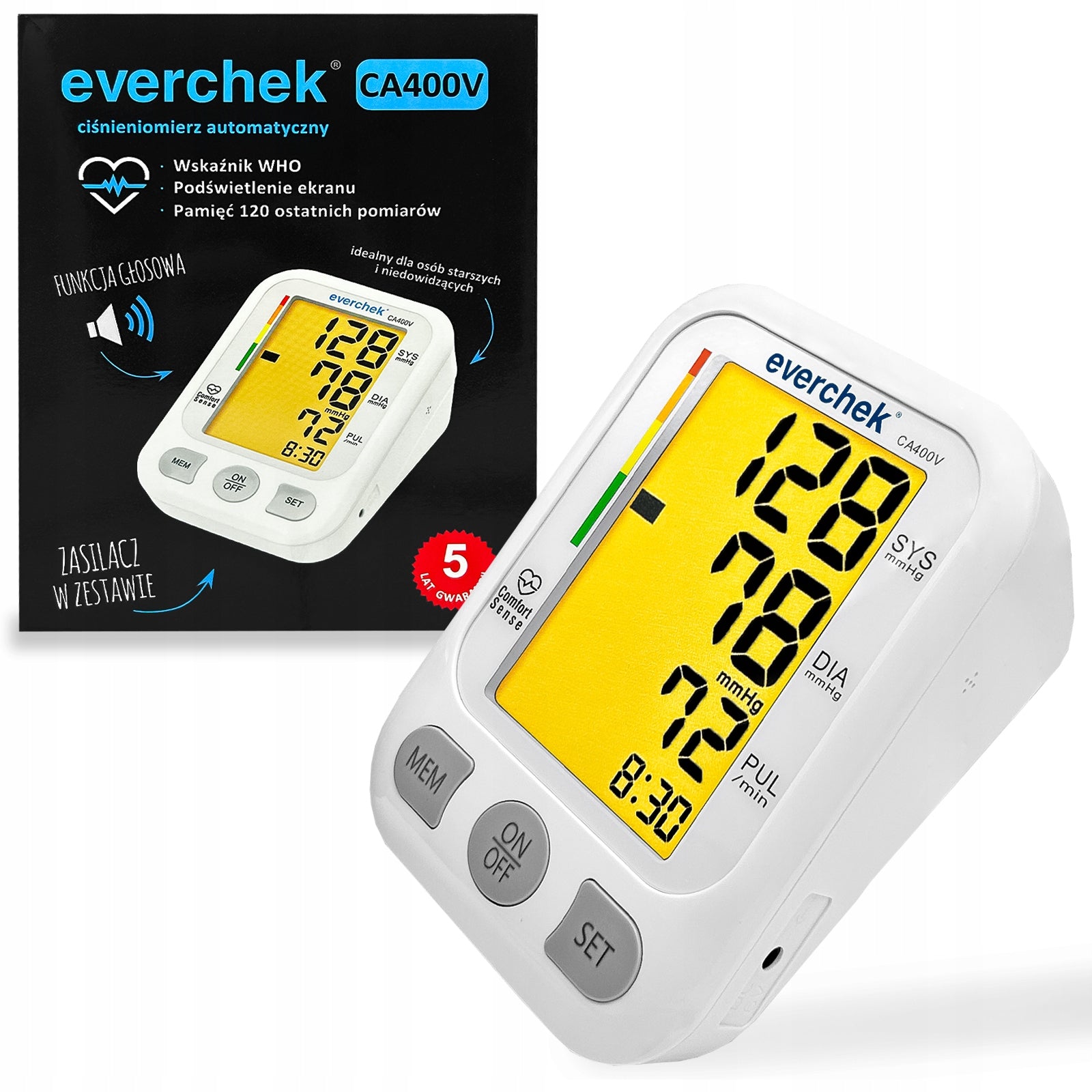 Blood pressure monitor with voice function EVERCHEK CA400with power supply Medical device yes