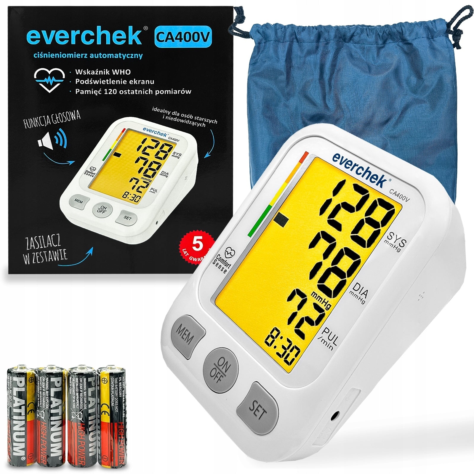 Blood pressure monitor with voice function EVERCHEK CA400with power supply