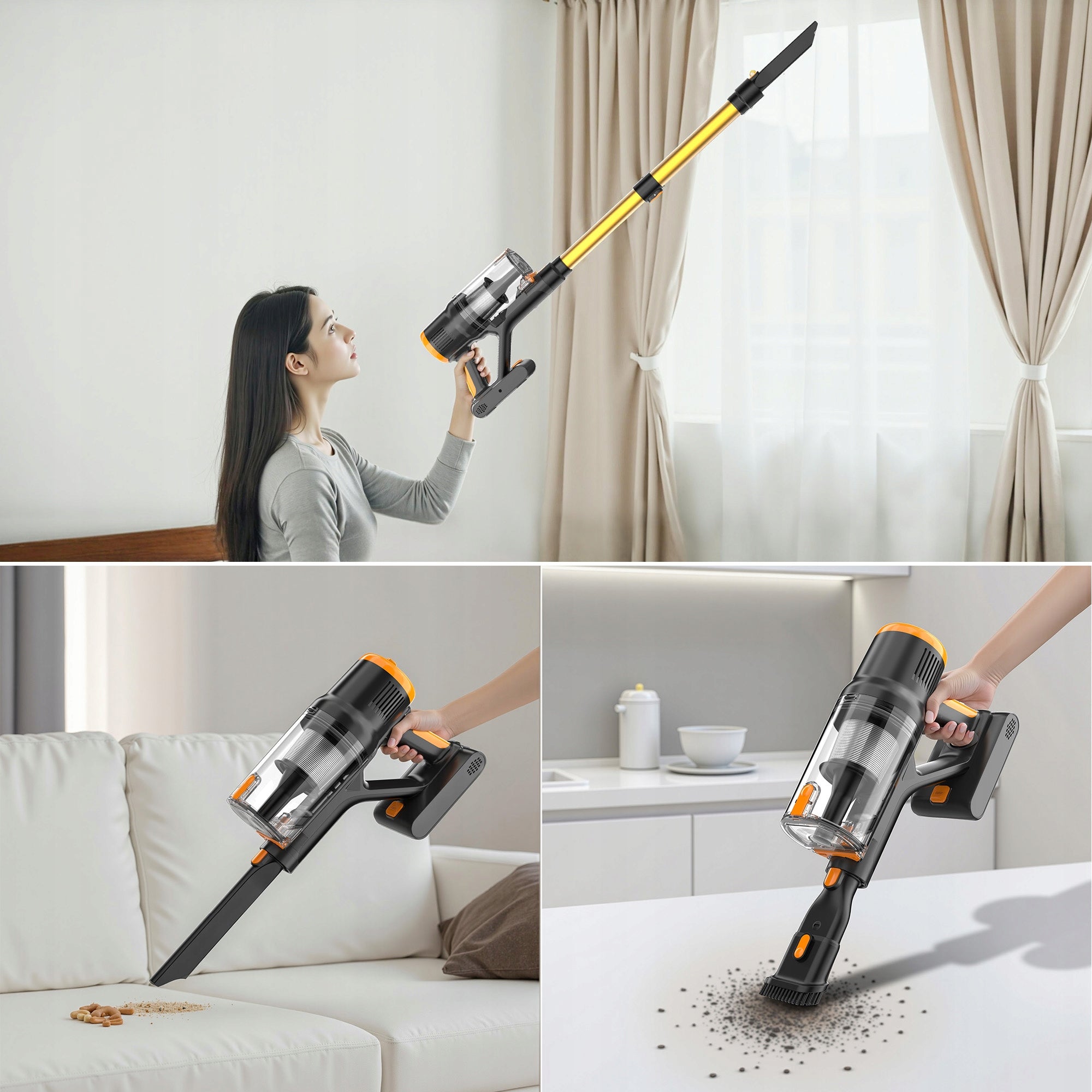 Blossom DSV112A Cordless Upright Vacuum Cleaner 550W 50kPa Gold Dust container volume 1.5 l