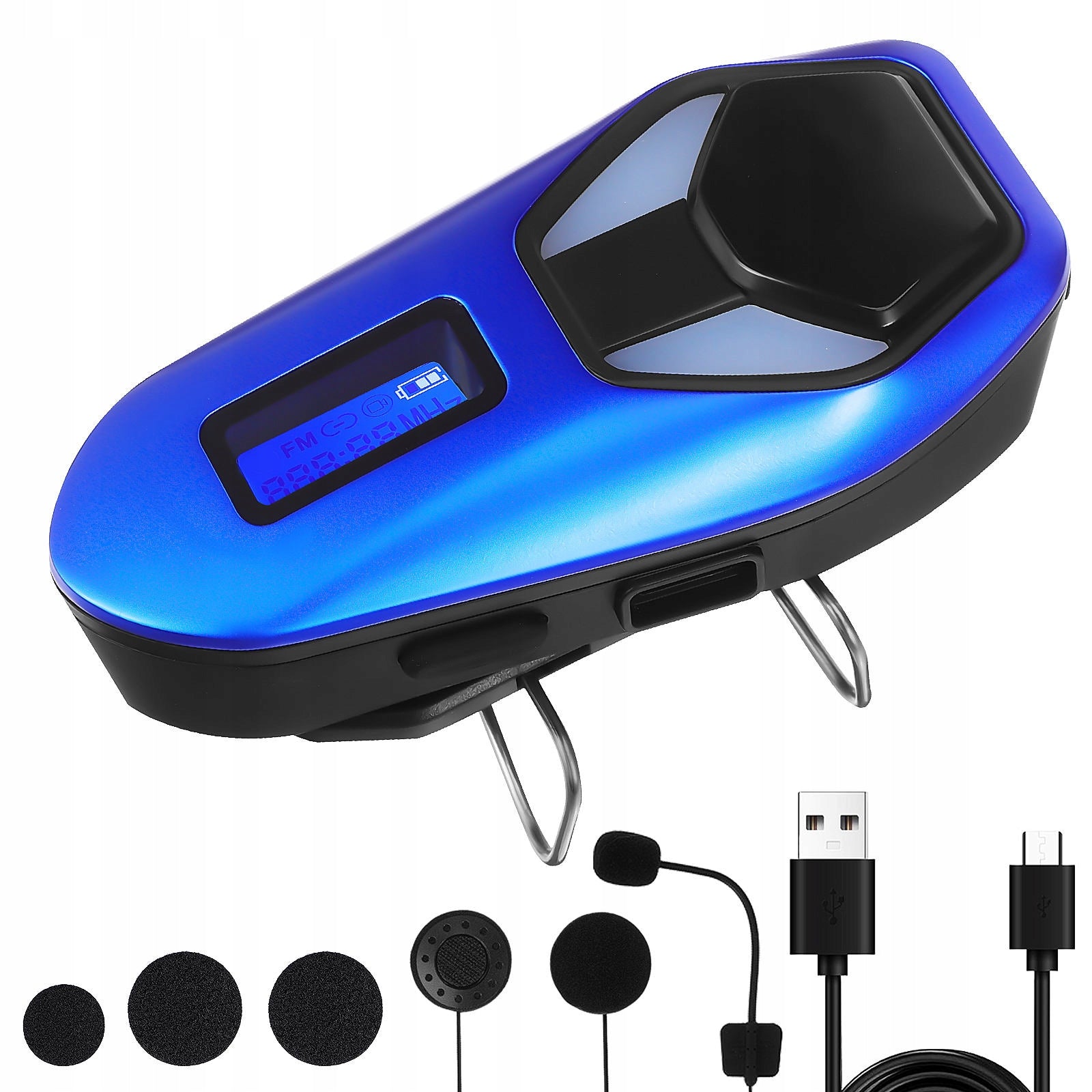 Blue Cordless Helmet Headphone for Clear Two-Way Communication Charging time 12 h
