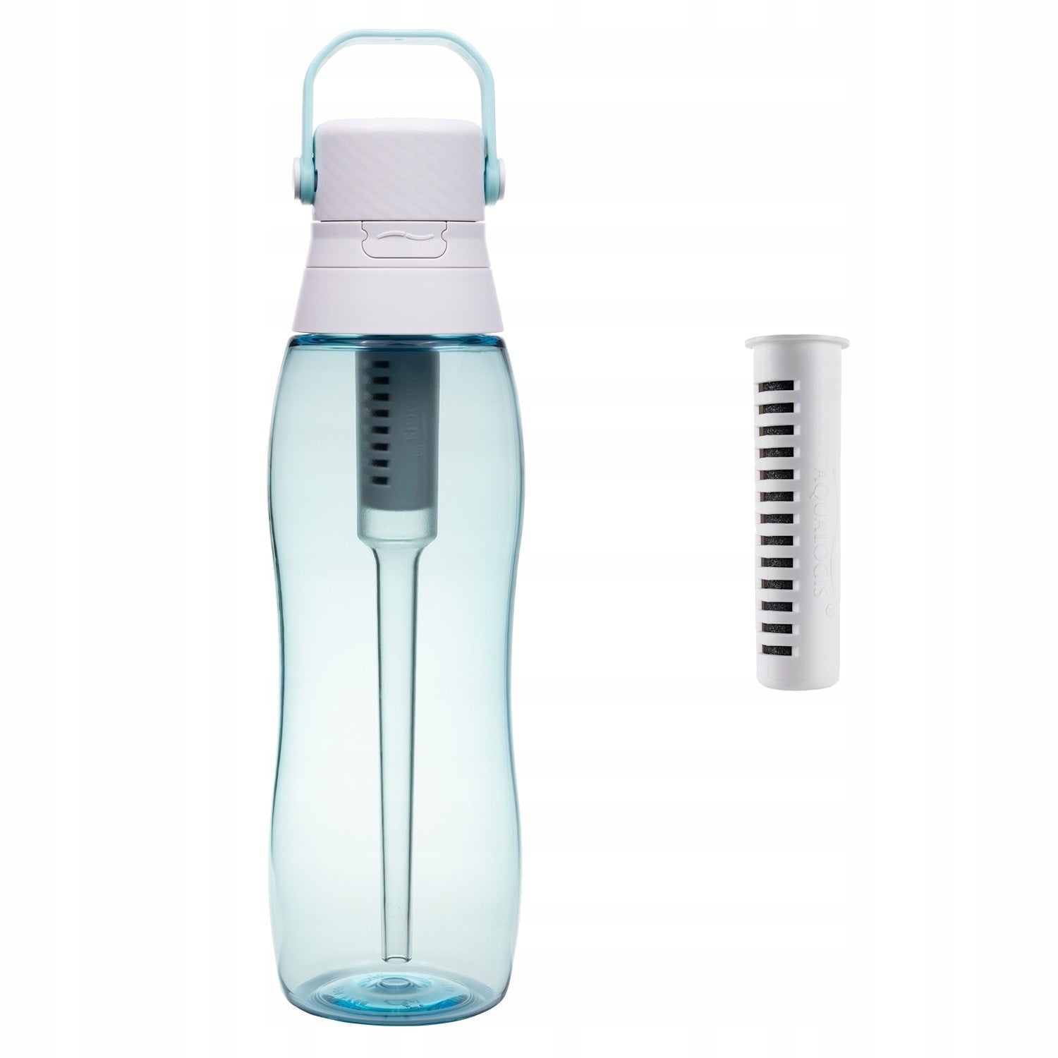 Blue Water Filter Bottle with Carbon Filter Aqua&Go 750ml Brand Aqualogis