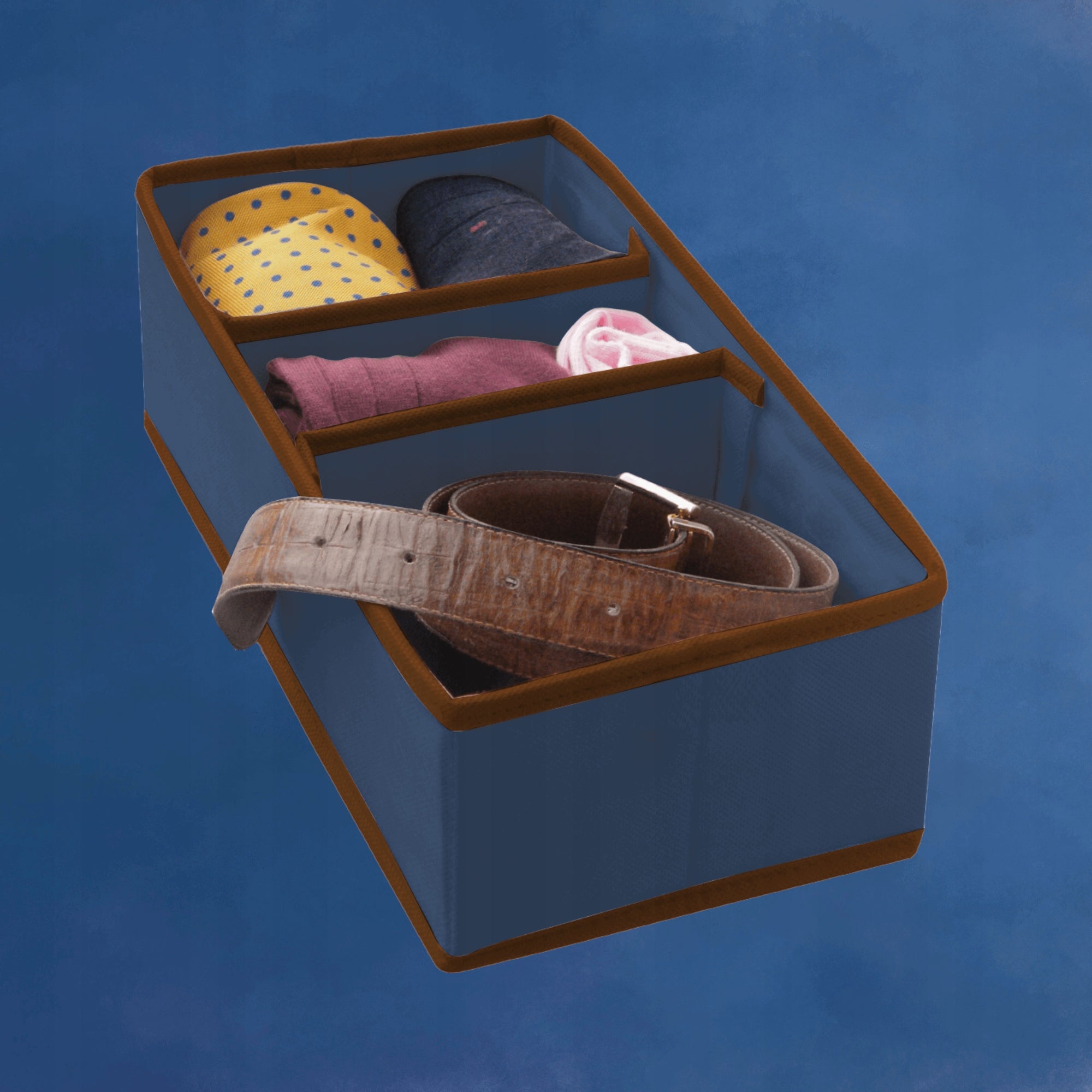 Blue drawer organizer 3 compartments 30,5x15,5x10cm foldable, lightweight EAN (GTIN) 8004226010104