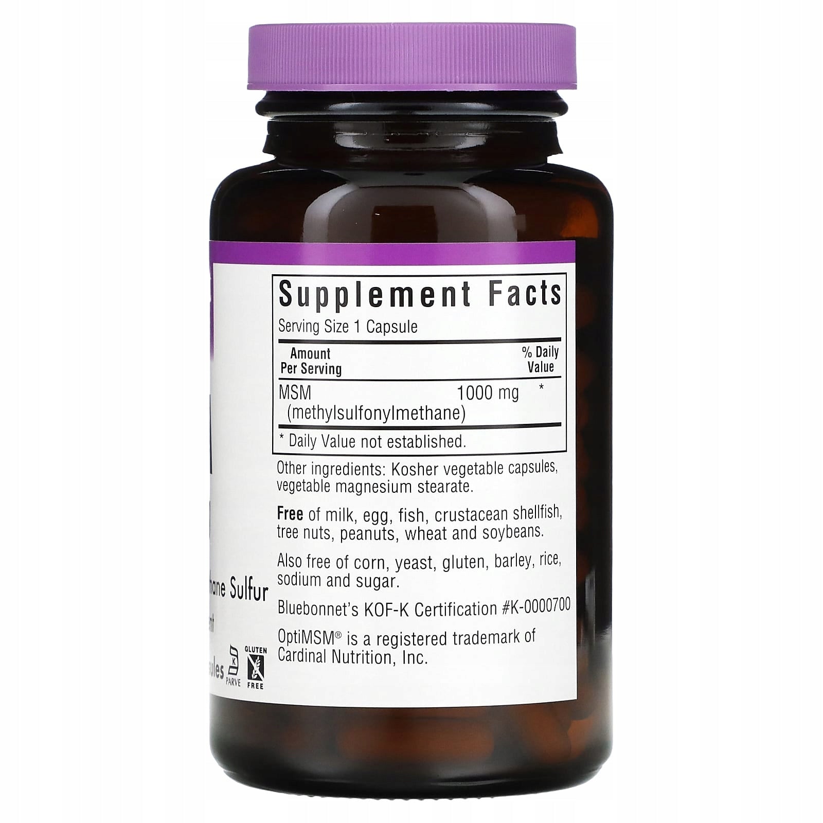 Bluebonnet Nutrition, MSM, 1000 mg, 120 vegetable capsules Expiration date at least 3 months from the date of purchase