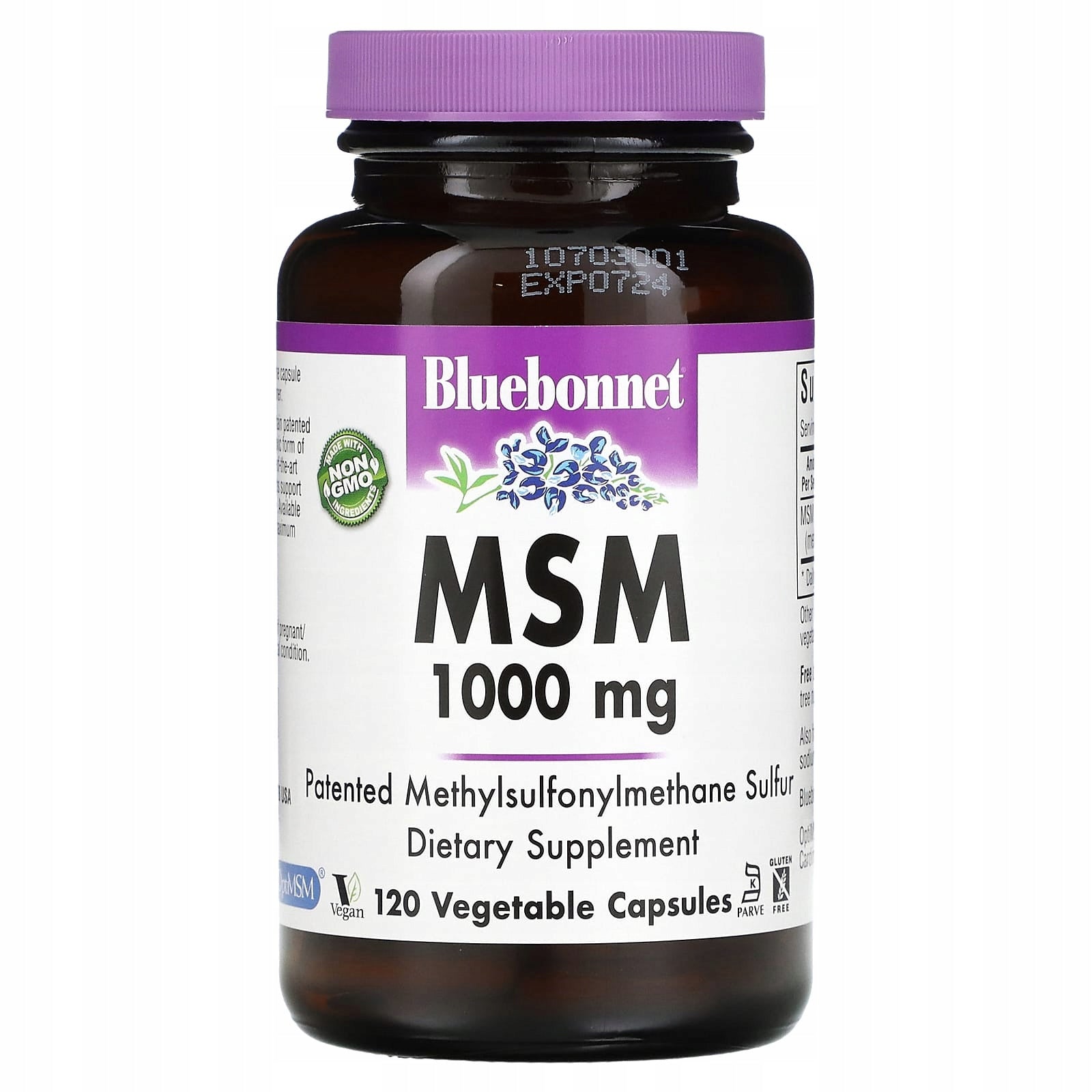 Bluebonnet Nutrition, MSM, 1000 mg, 120 vegetable capsules