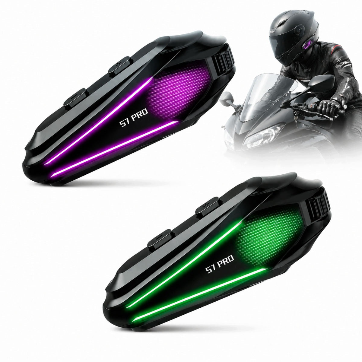 Bluetooth 5.3 800mAh motorcycle intercom – up to 2 people helmet
