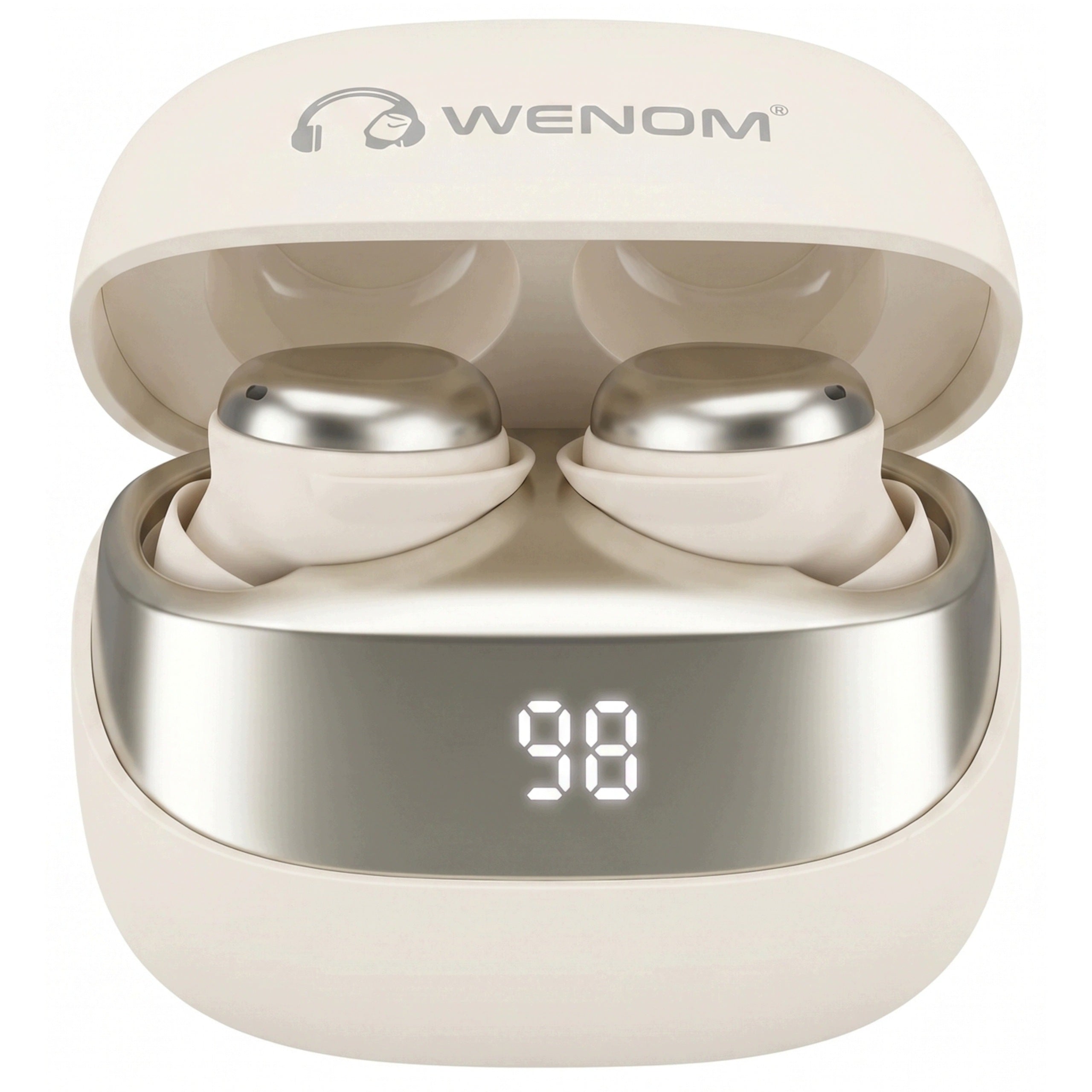 Bluetooth 5.4 PRO Wireless In-Ear Headphones TWO MICROPHONES Beige