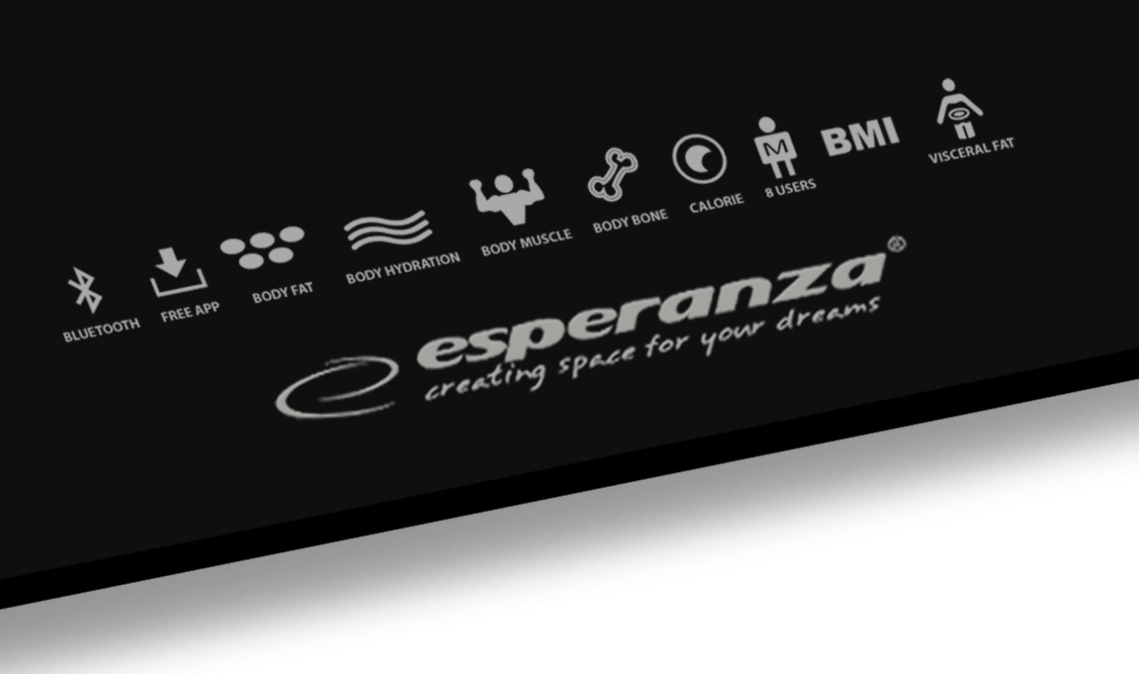 Bluetooth Analytical Bathroom Scale 8in1 180kg LCD Esperanza B.FIT Black Manufacturer code EBS016K
