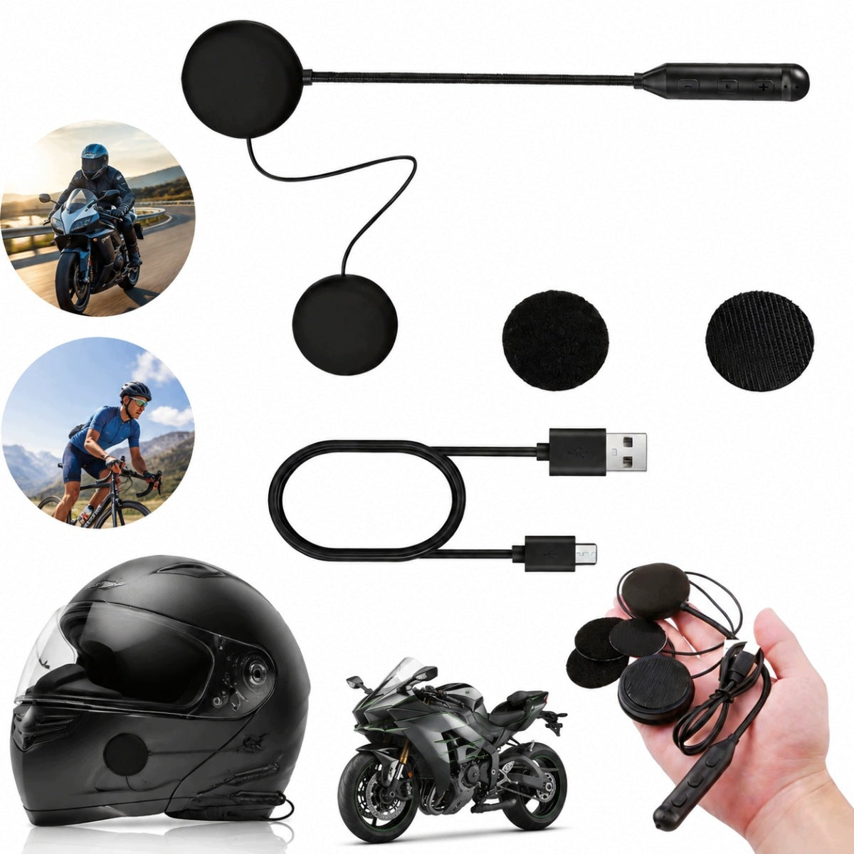 Bluetooth Headphones for Motorcycle and Bicycle Helmets