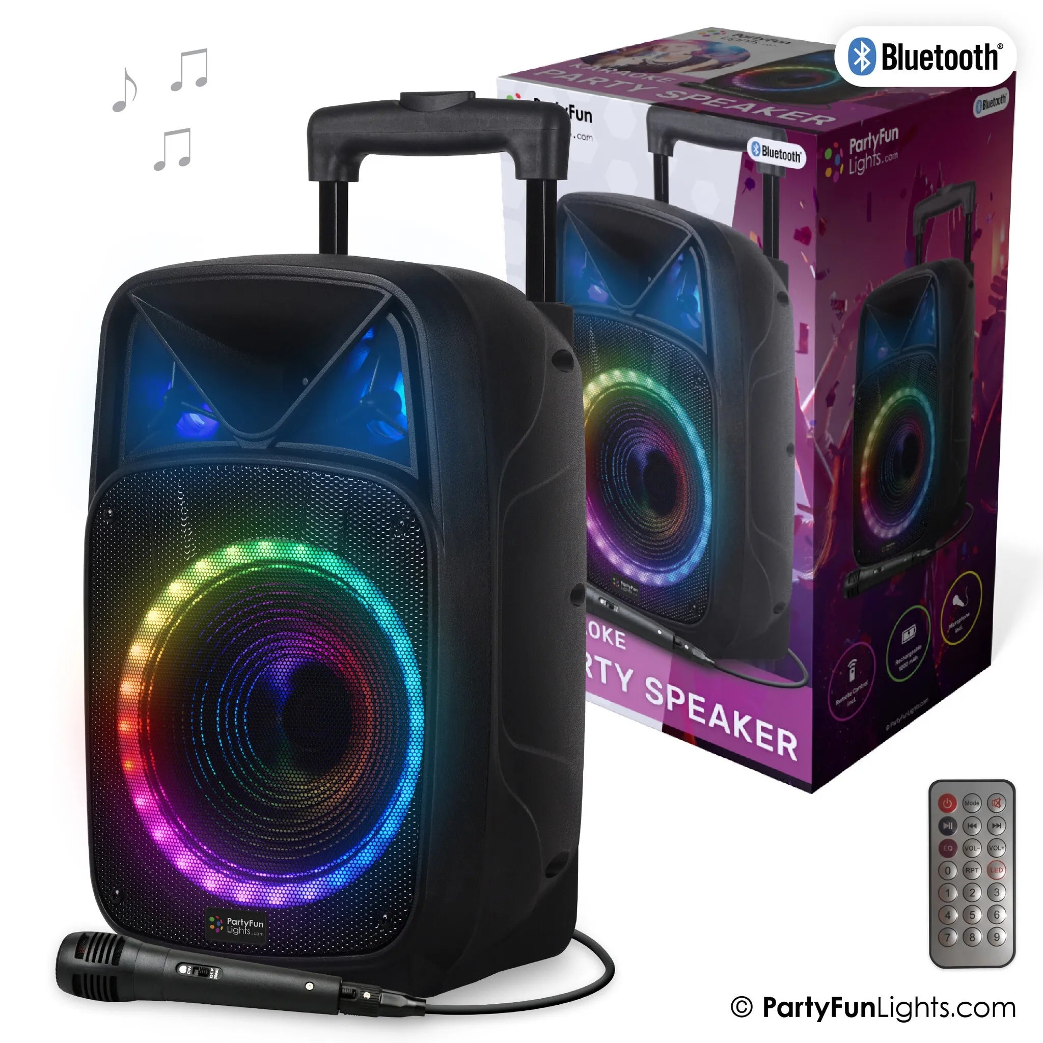 Bluetooth Karaoke Speaker Microphone Remote Control PartyFunLights Kit