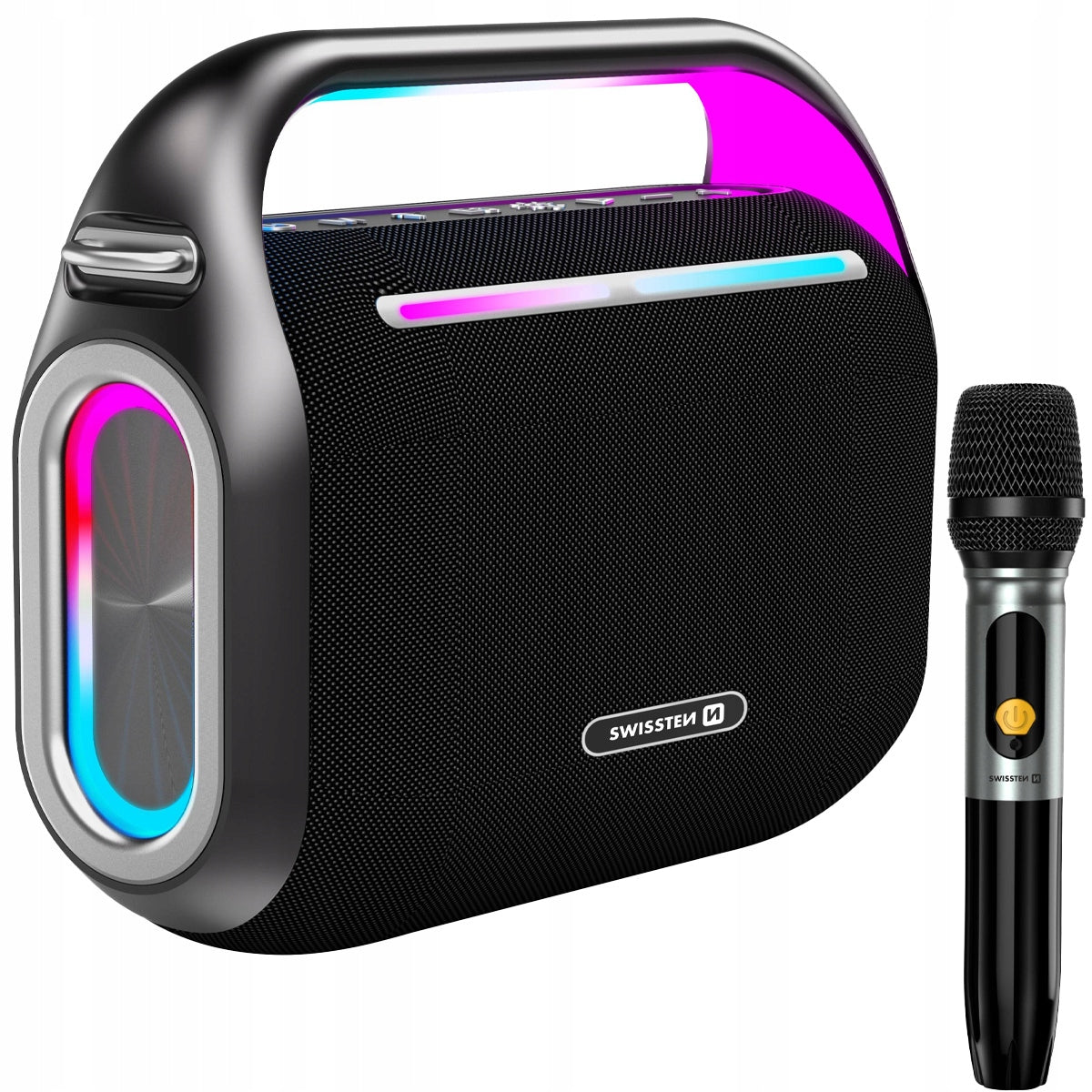 Bluetooth LED speaker with microphone set KARAOKE HARMONY 120W SWISSTEN Brand Swissten