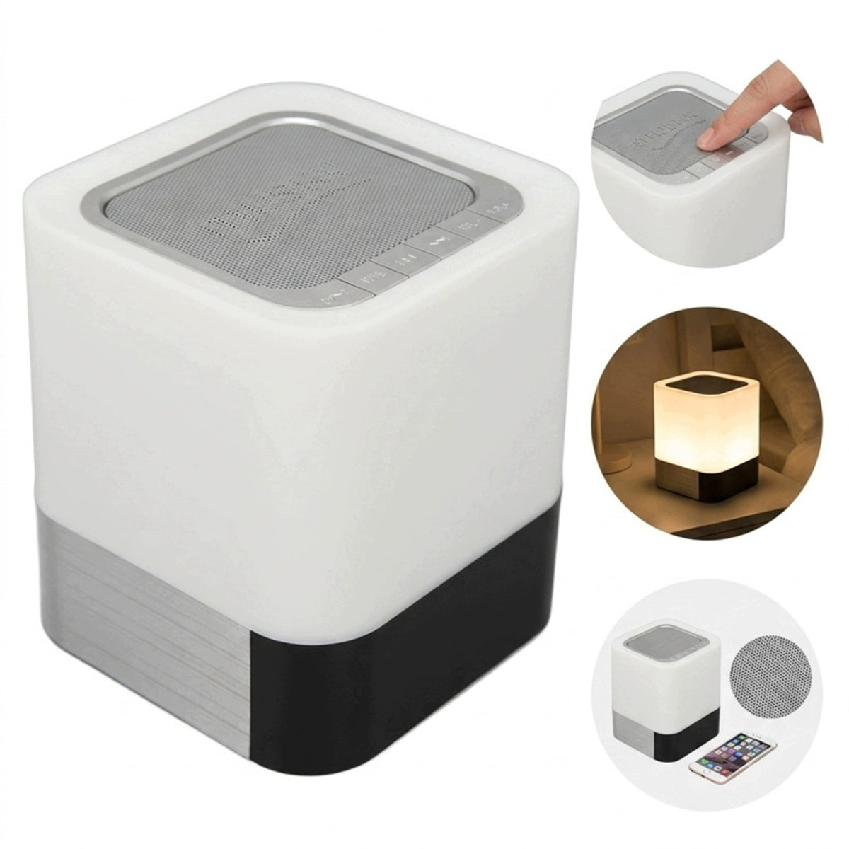 Bluetooth Portable LED Speaker with Clock Microphone Touch USB 4000mAh Stereo