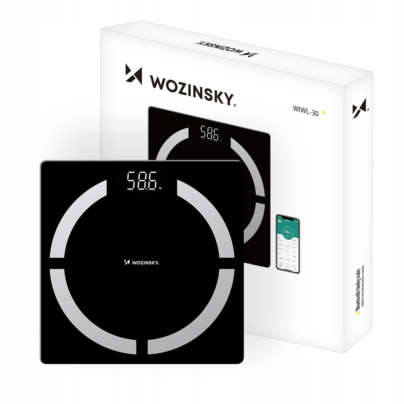 Bluetooth Smart Analytical Bathroom Scale 180 kg - Black