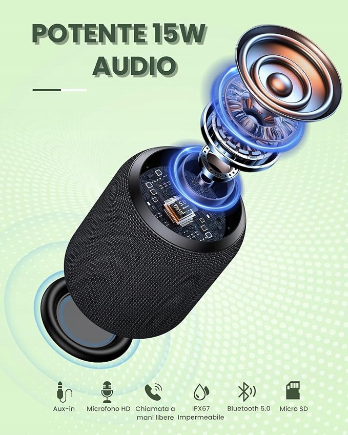 Bluetooth Speaker 15W IP67 AUX SD Dual Pairs 15h STEREO USB-C WATERPROOF Manufacturer code KI