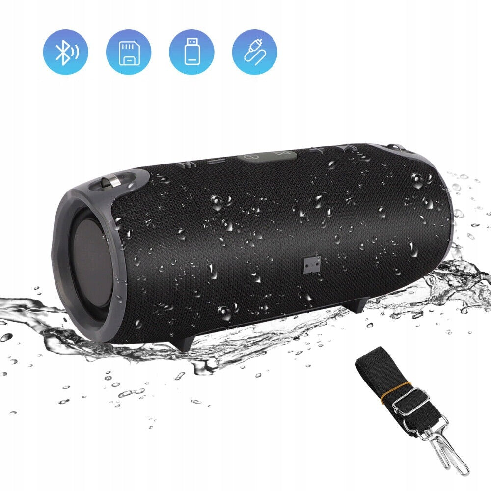 Bluetooth Speaker 20W IP67 Bass USB SD Powerbank Black 2000mAh