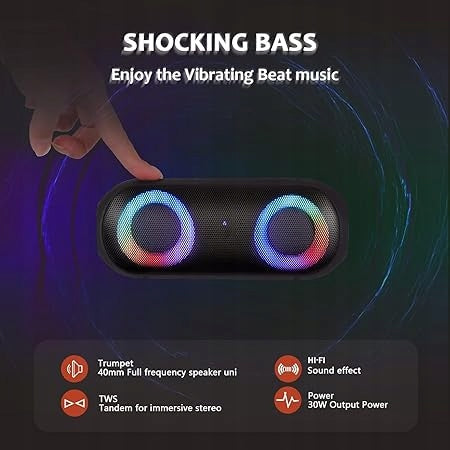 Bluetooth Speaker 30W RGB IPX7 True Wireless Stereo Manufacturer code 357n-6