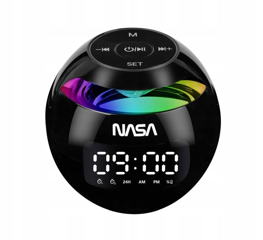 Bluetooth Speaker 5.0 NASA SP200 2x Alarm Clock + Lamp RGB LED Light Batteries included yes