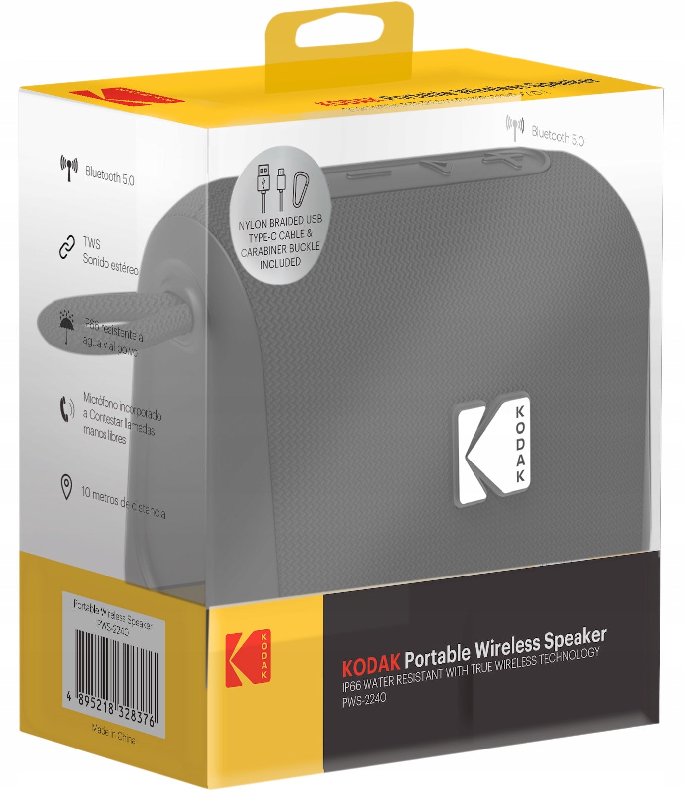 Bluetooth Speaker 5.0 to 10m Kodak PWS-2240 Waterproof IP66 5W TWS Stereo Packaging status original