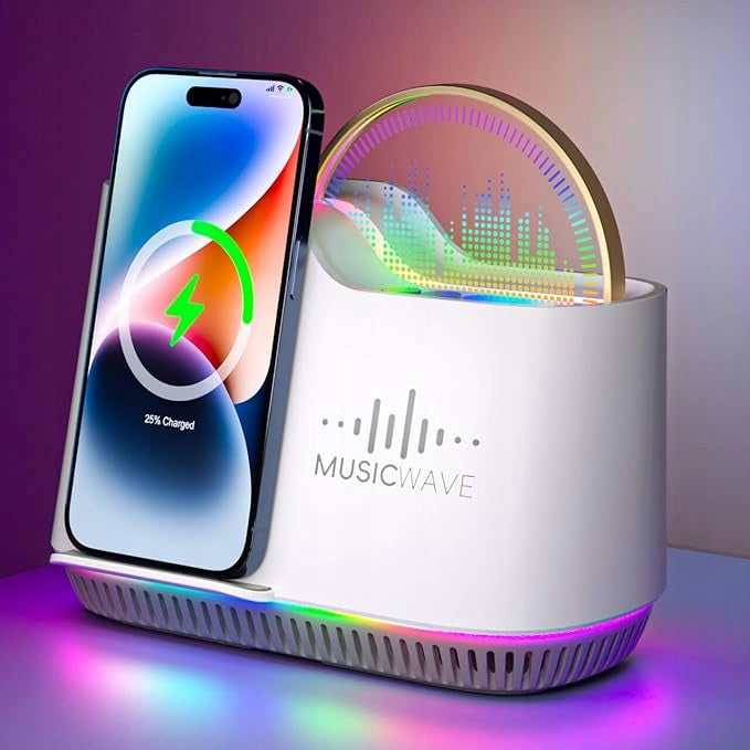 Bluetooth Speaker 5.4 LED Light 5in1 with 15W Induction Charger