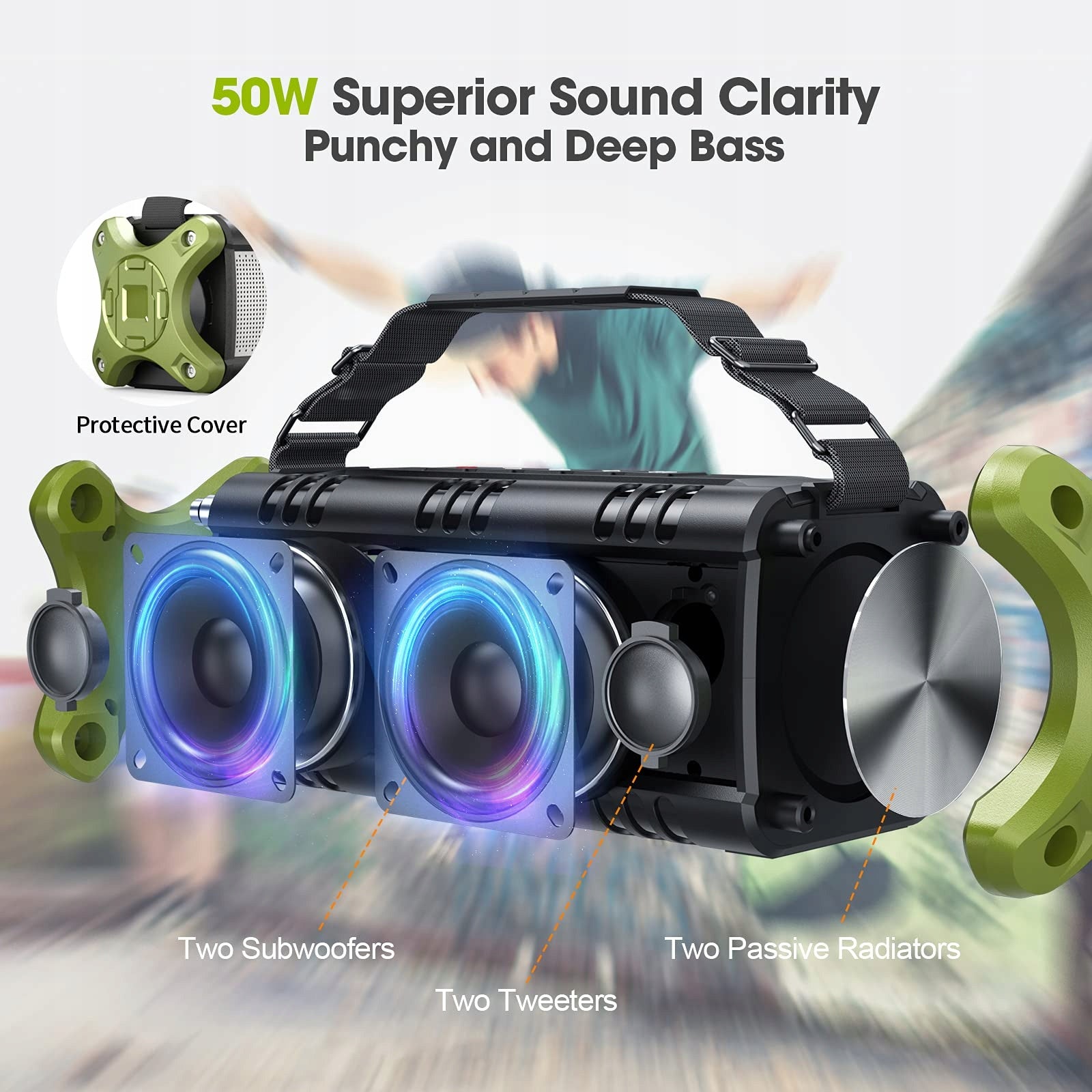 Bluetooth Speaker 50W Super Loud 24h HD Operation Brand W-King