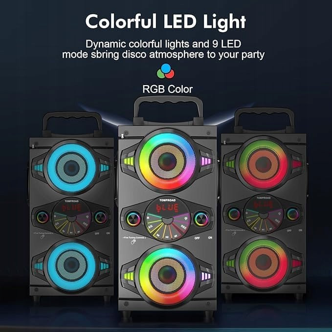 Bluetooth Speaker 60W Boombox Powerful Bass Subwoofer FM LED Wireless Brand no brand