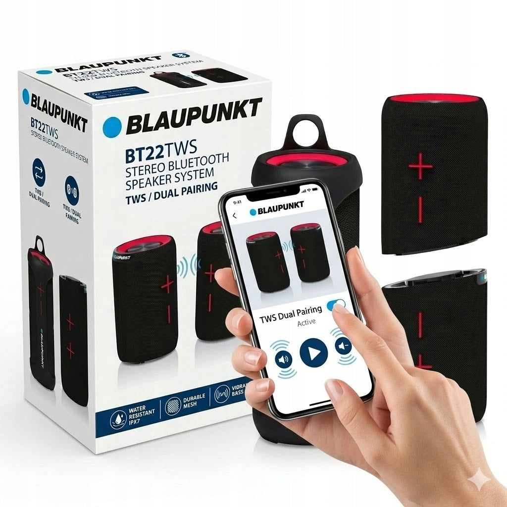 Bluetooth Speaker BLAUPUNKT BT22TWS STEREO 2in1 Aku 3000mAh 6-8h Waterproof