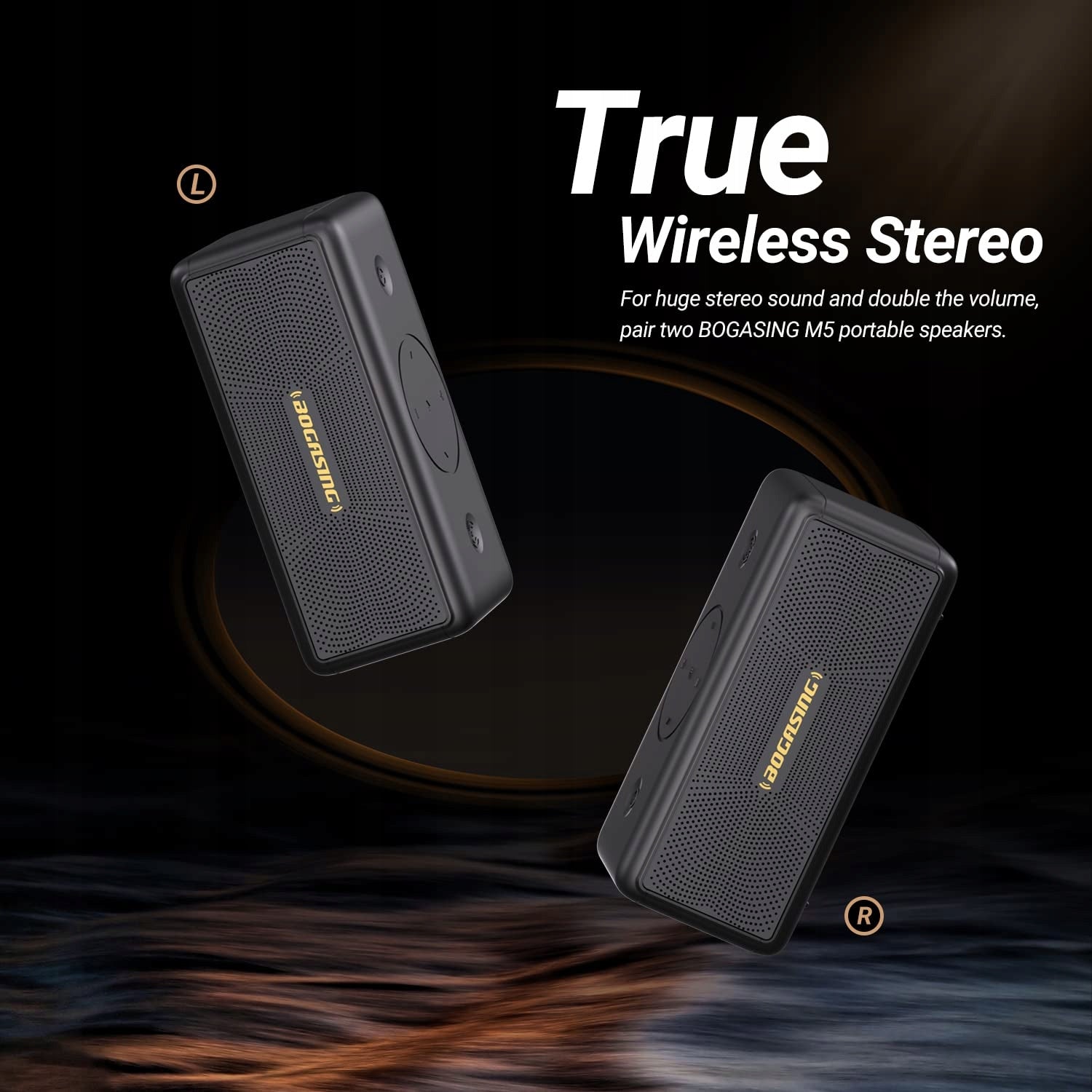 Bluetooth Speaker BOGASING M5 40W IPX7 Waterproof Stereo With EQ And Bluetooth Packaging status original