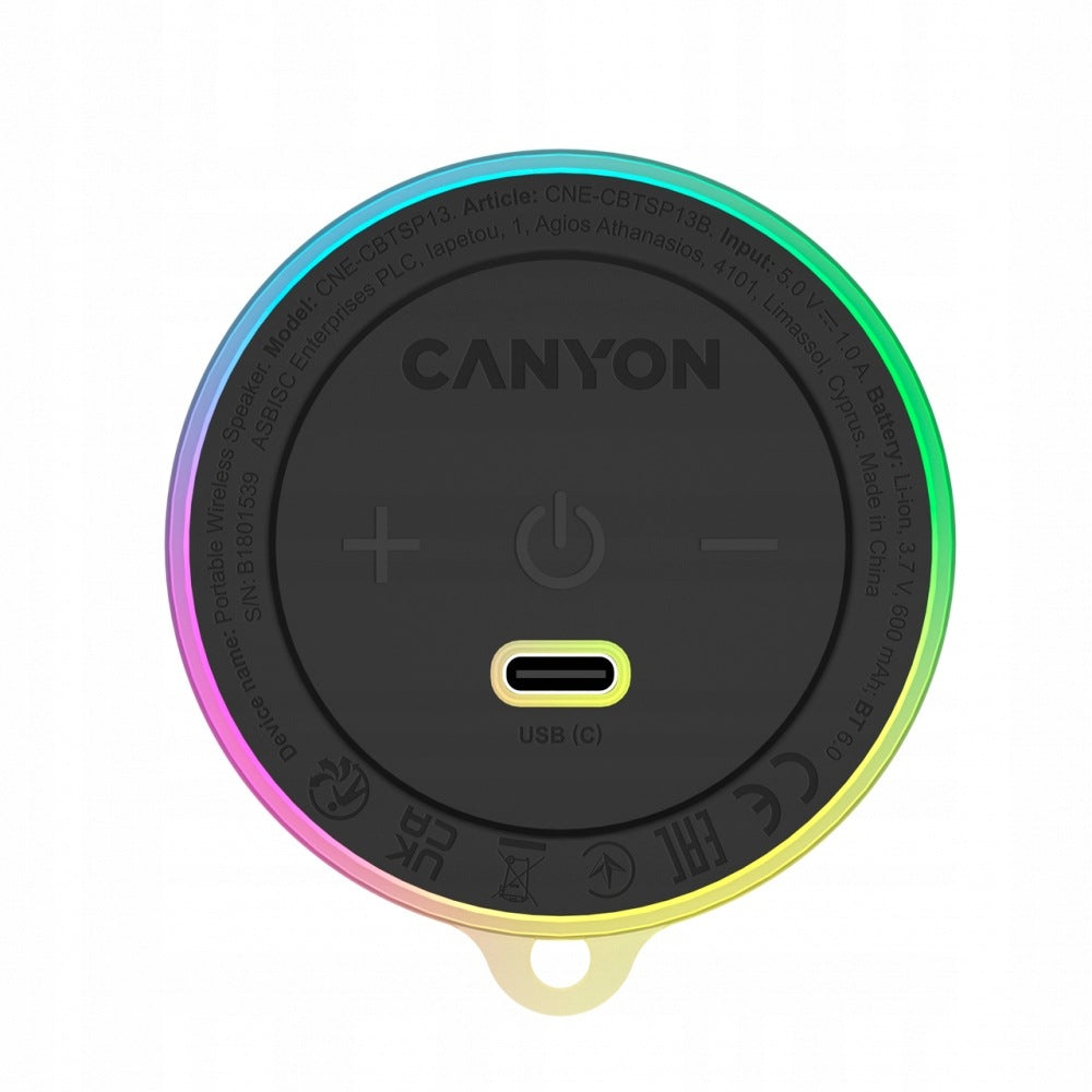 Bluetooth Speaker Canyon OnMove 13 5W Magnetic RGB TWS Black