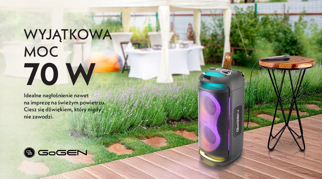 Bluetooth Speaker Gogen Karaoke Microphone Powerful 70W Effect LED Guitar USB AUX Packaging status original