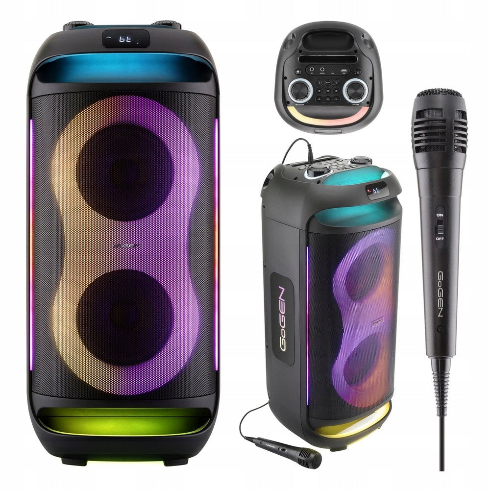 Bluetooth Speaker Gogen Karaoke Microphone Powerful 70W Effect LED Guitar USB AUX