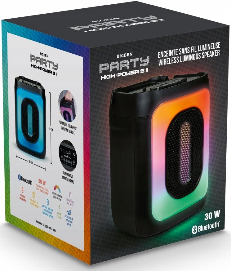 Bluetooth Speaker Party Cube Bass Boost LED Backlight 30W Big Ben Brand Bigben